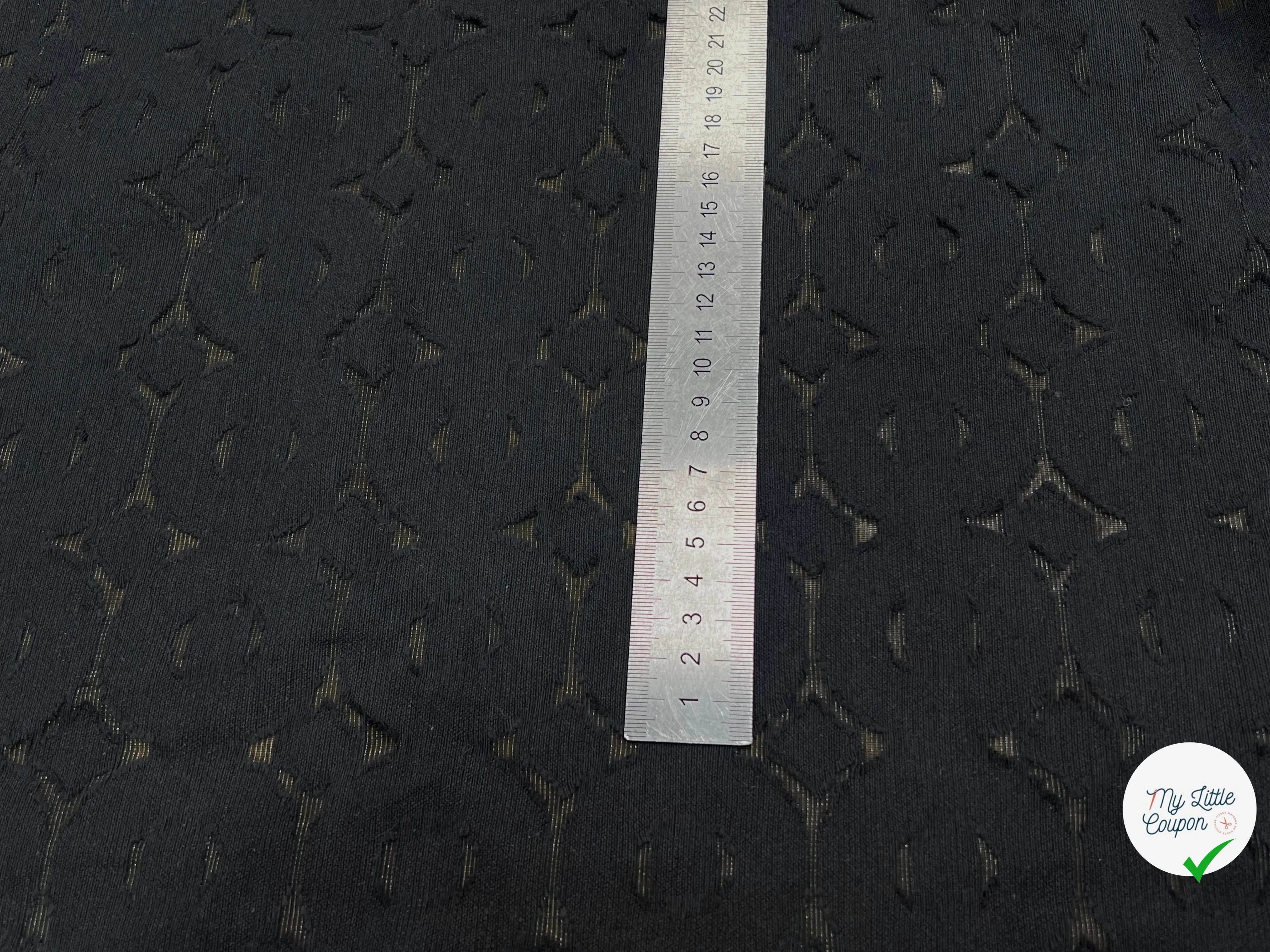 COTON JACQUARD DÉVORÉE NOIR CICULAIRE VISCOSE 5% MÉTAL - My Little Coupon