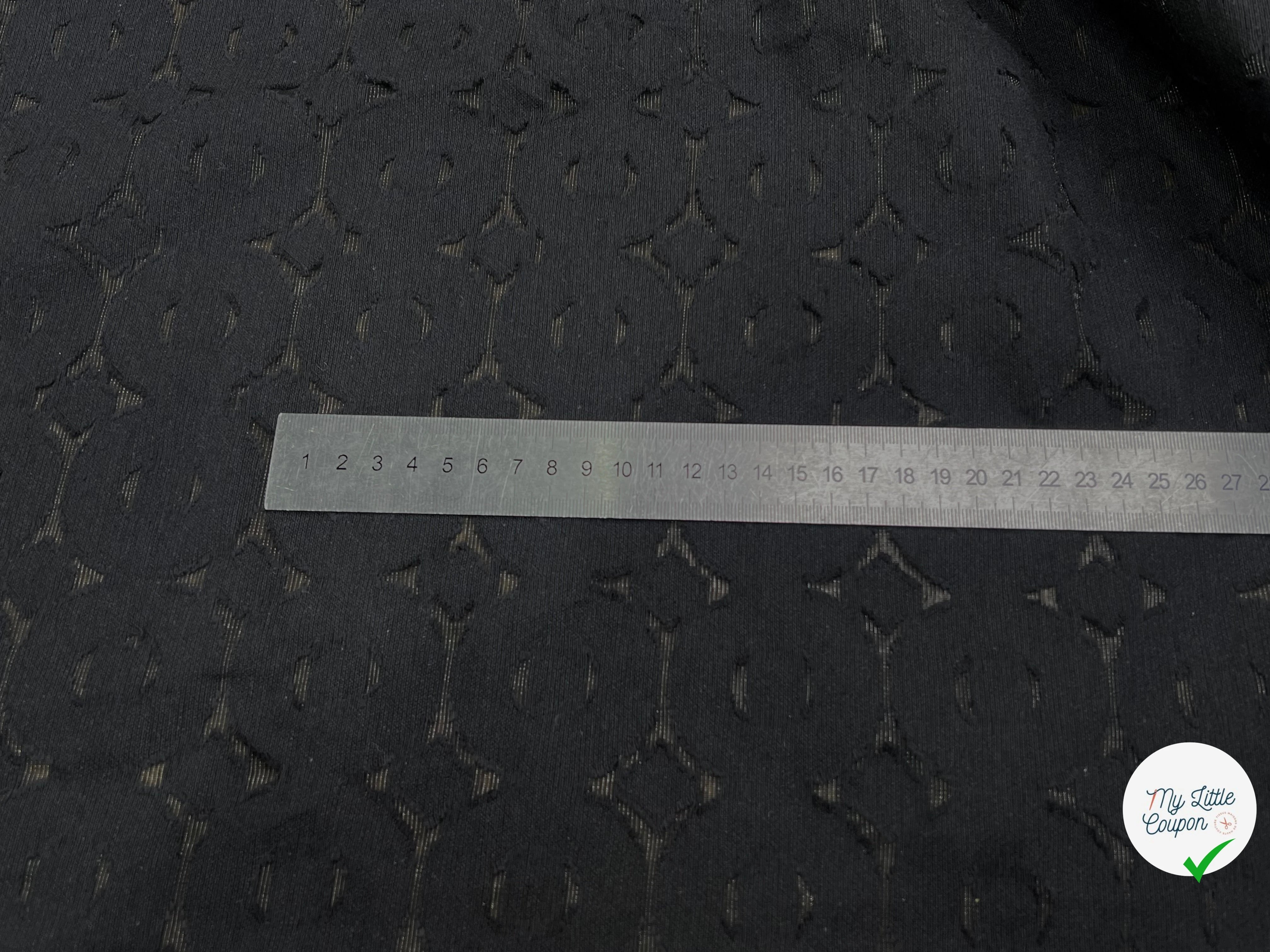 COTON JACQUARD DÉVORÉE NOIR CICULAIRE VISCOSE 5% MÉTAL - My Little Coupon