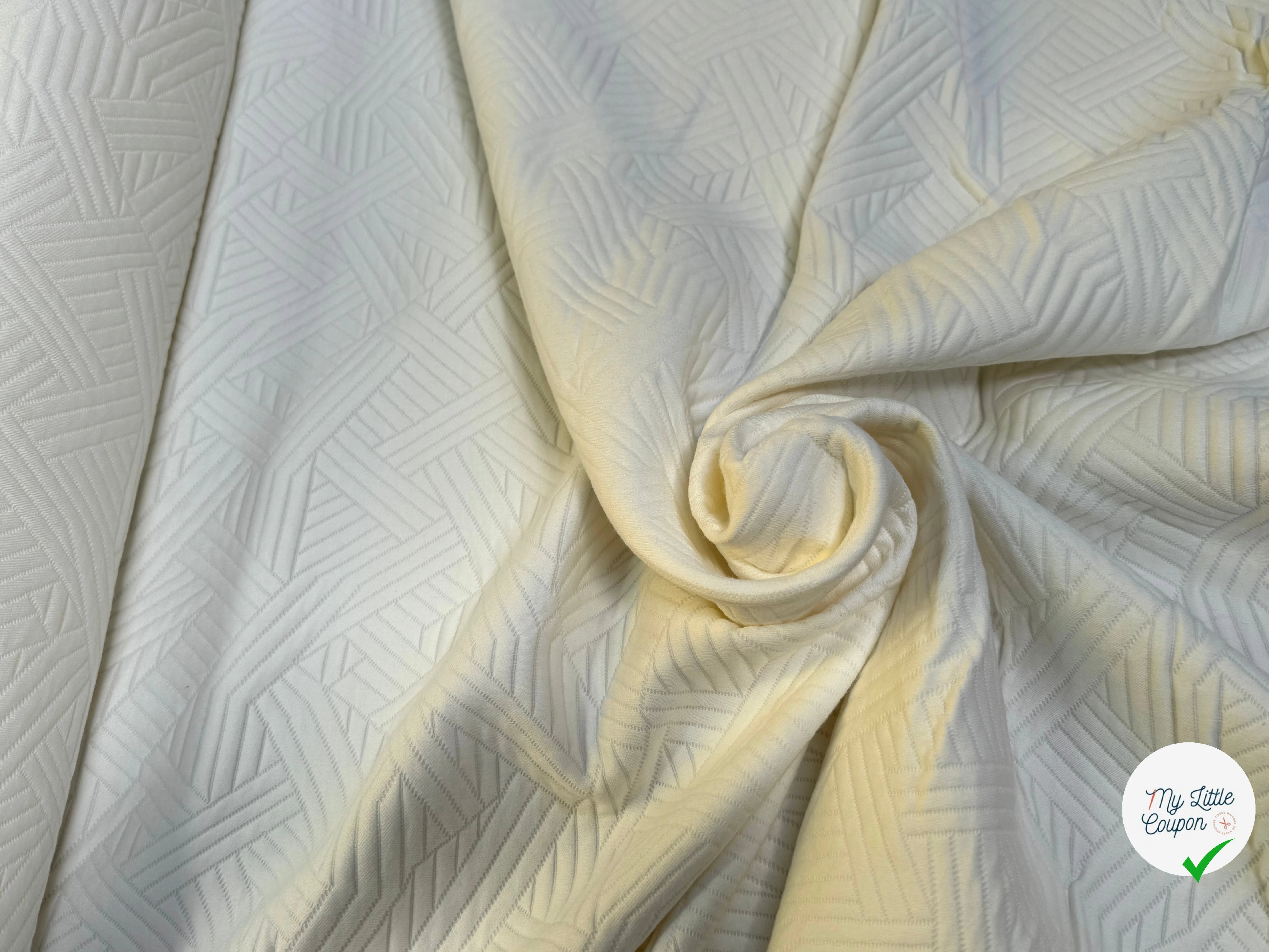 COTON JACQUARD DOUX STRETCH BLANC CASSÉ 69% COTON - My Little Coupon