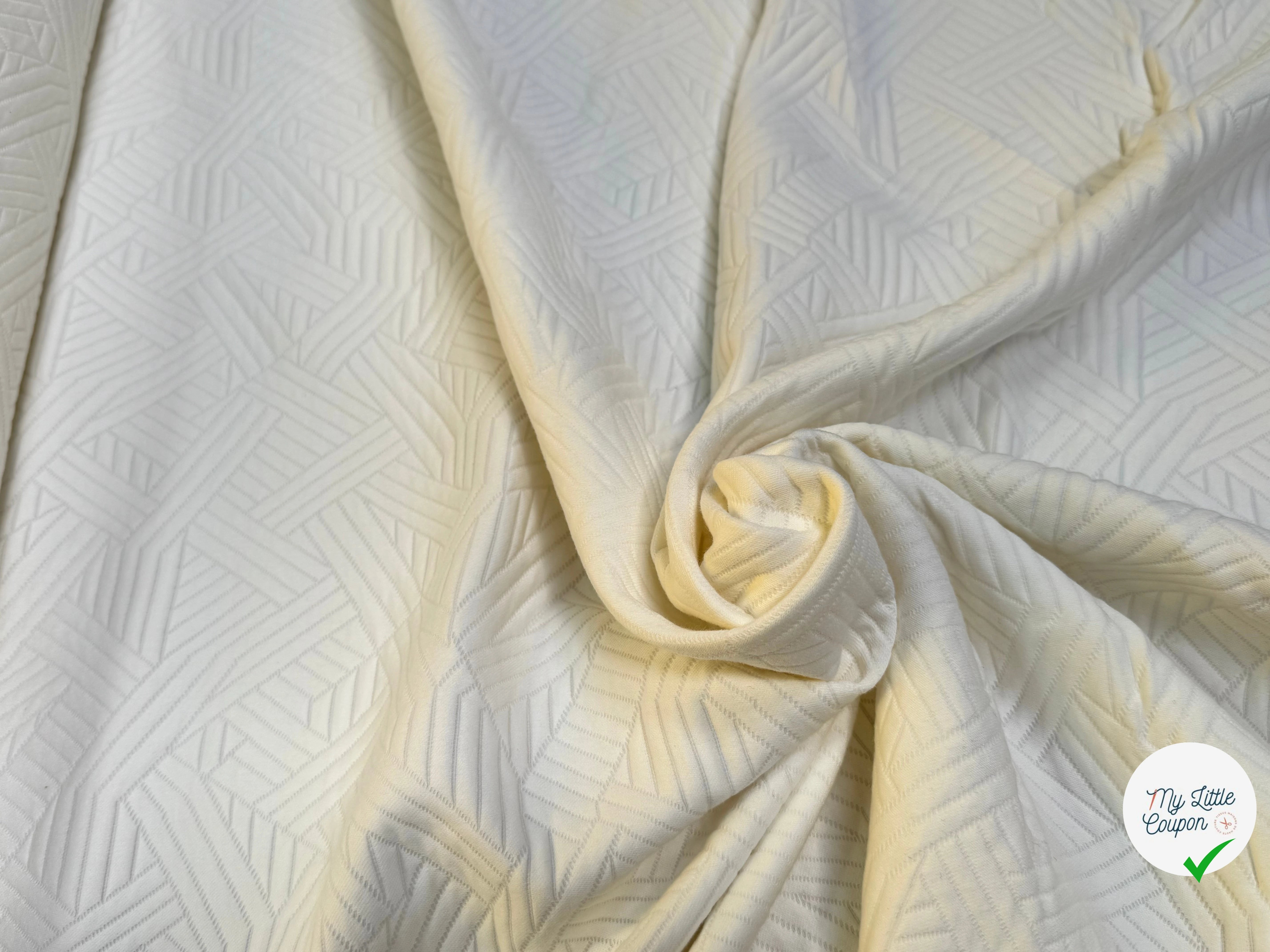 COTON JACQUARD DOUX STRETCH BLANC CASSÉ 69% COTON - My Little Coupon