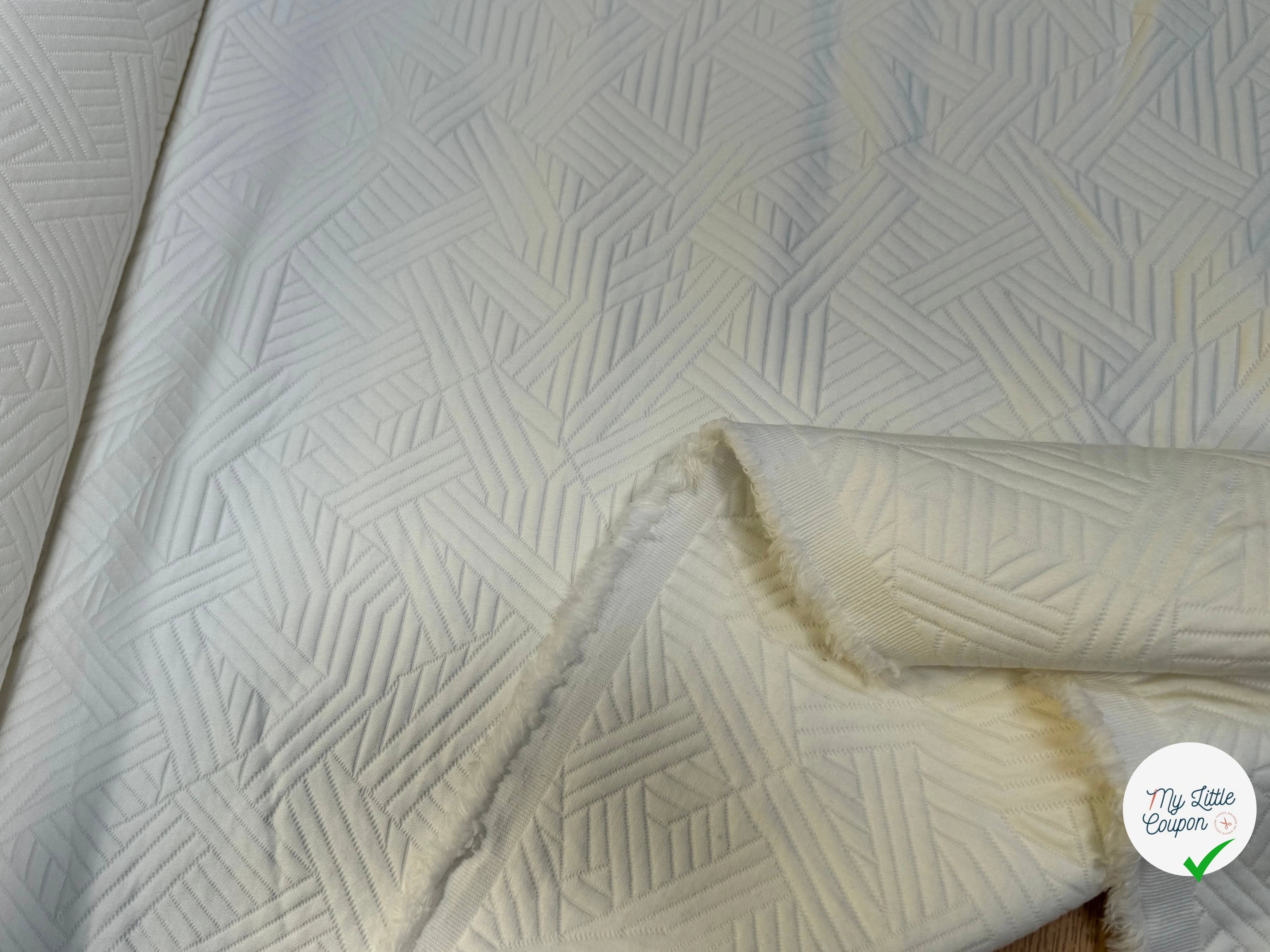 COTON JACQUARD DOUX STRETCH BLANC CASSÉ 69% COTON - My Little Coupon