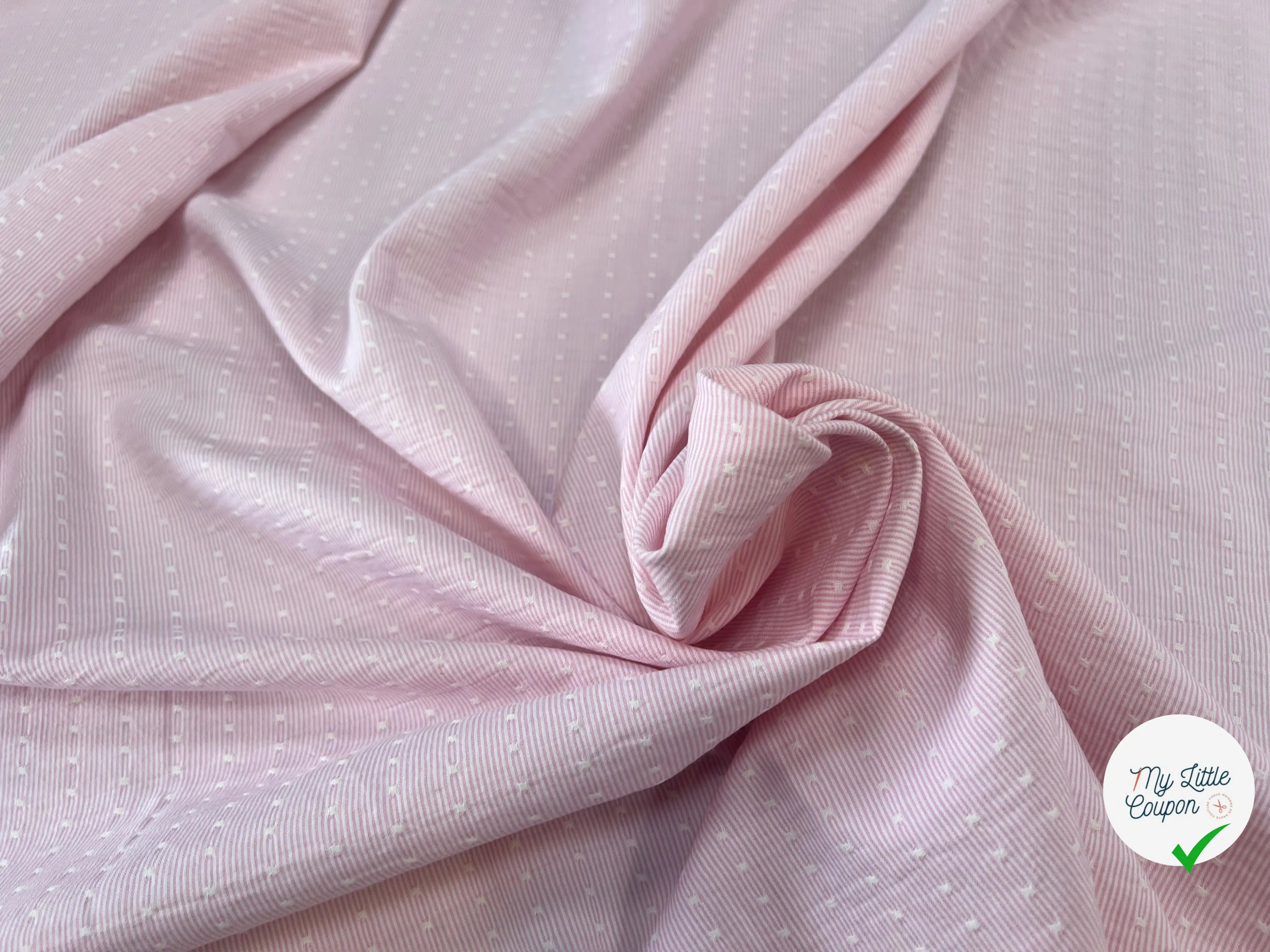COTON LEGER BIO RAYURES PLUMETIS ATLANTIS ROSE - My Little Coupon