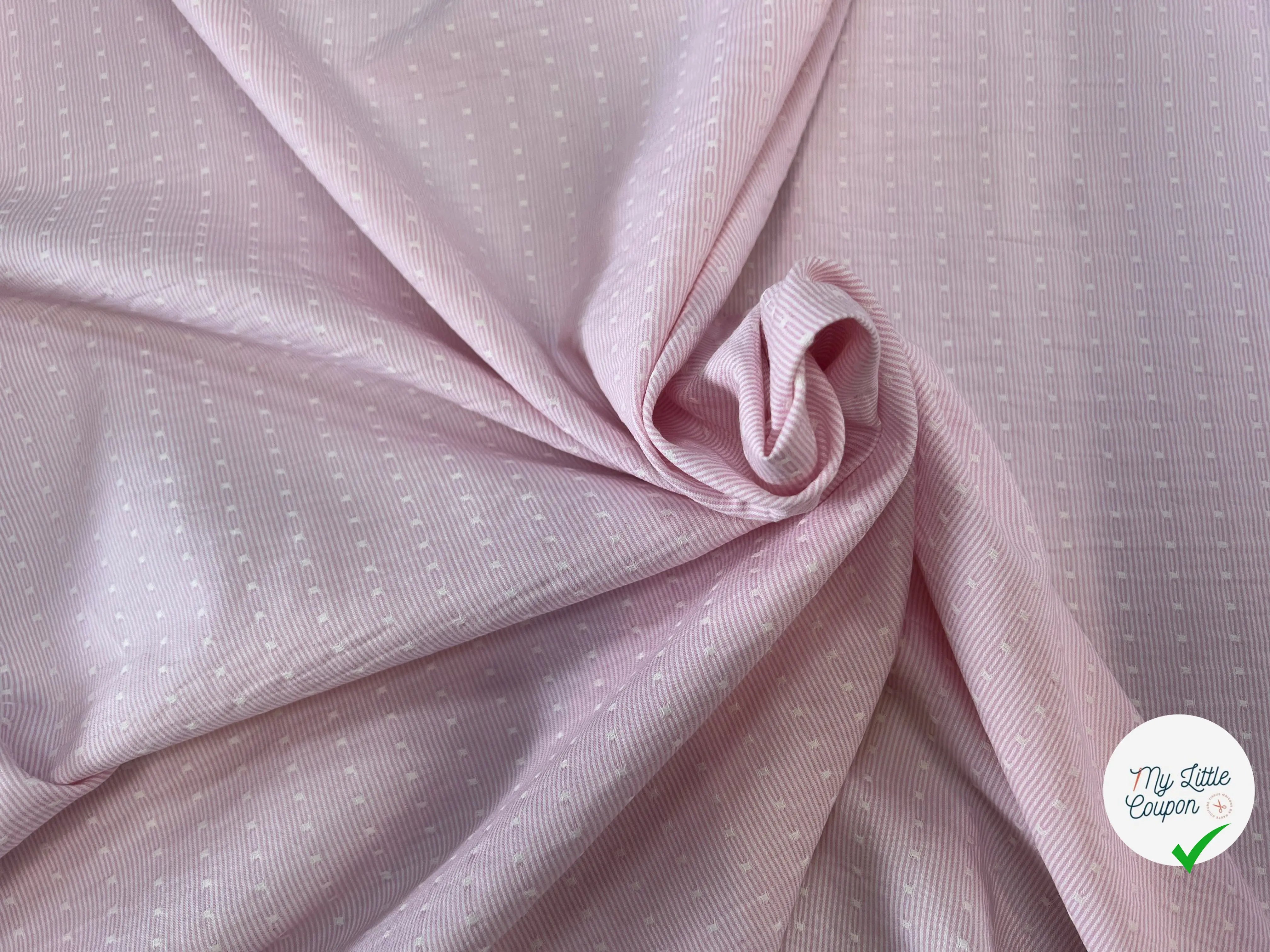 COTON LEGER BIO RAYURES PLUMETIS ATLANTIS ROSE - My Little Coupon