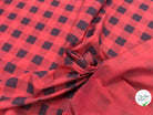 COTON LEGREMENT GRATTÉ À CARREAUX ROUGE ET NOIR ANTHRACITE 90% COTON - My Little Coupon