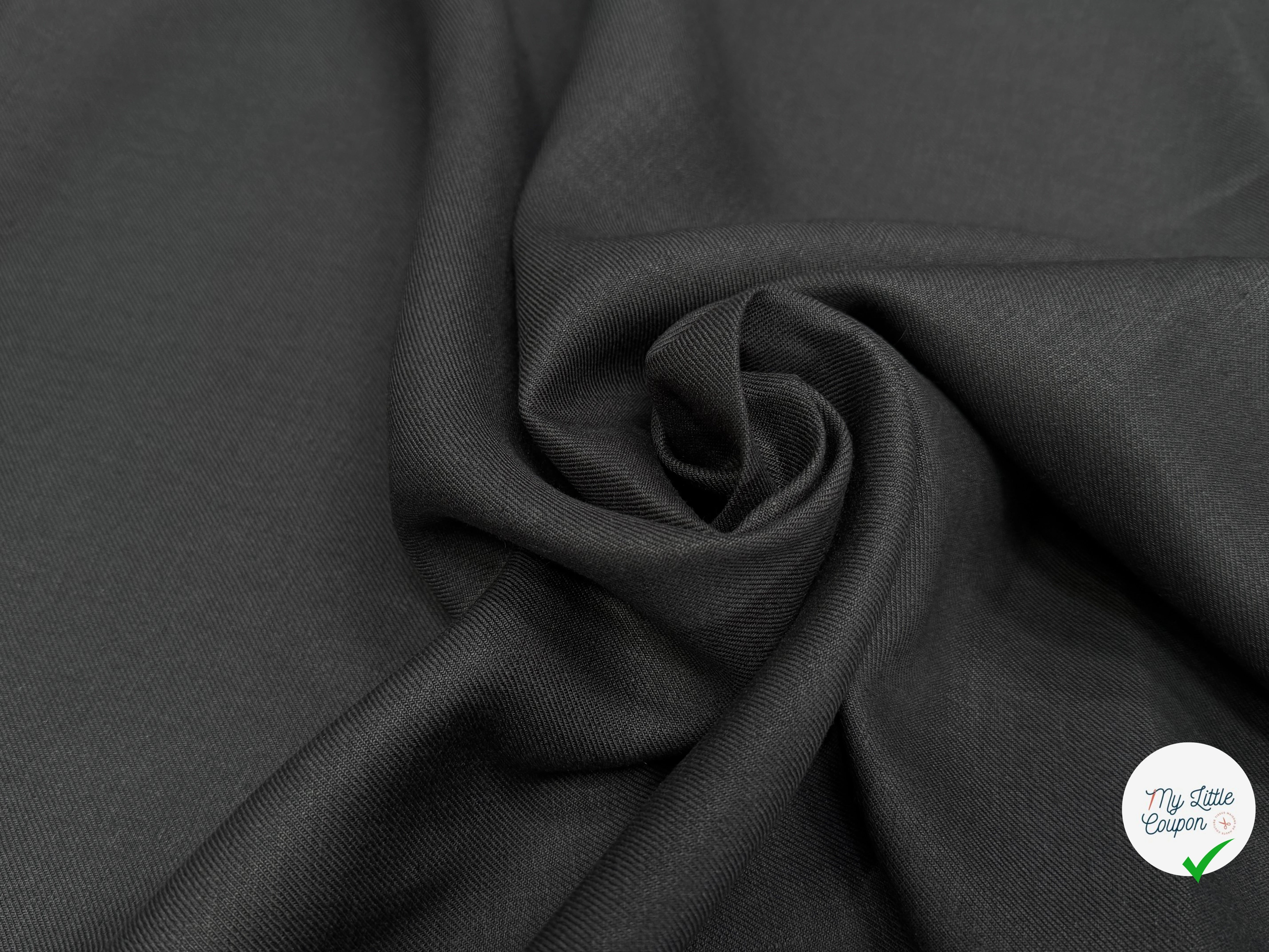 COTON LIN SERGÉ NOIR ANTHRACITE - My Little Coupon