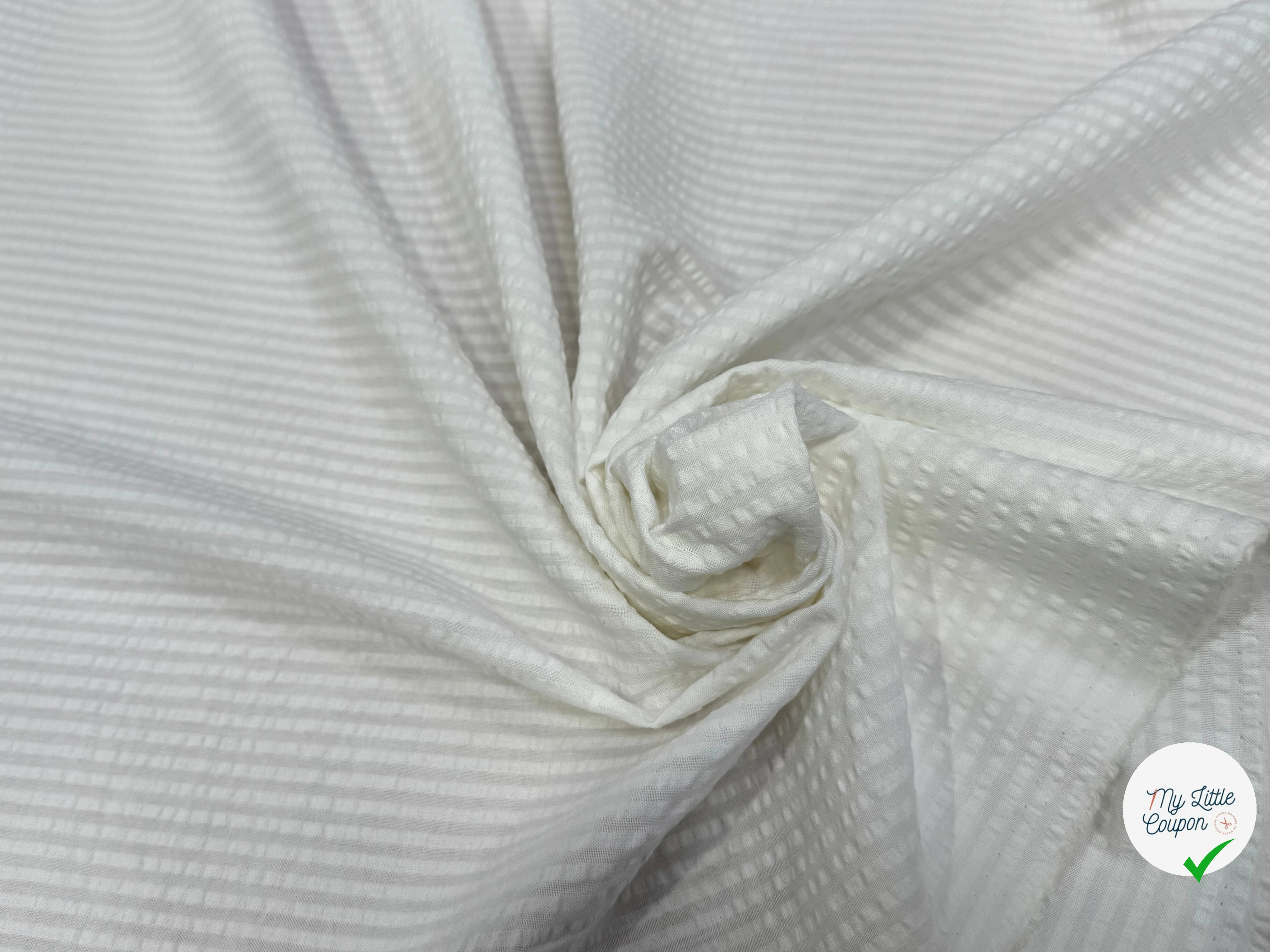 COTON RAYURES GAUFFRÉS BLANC SUR BLANC - My Little Coupon