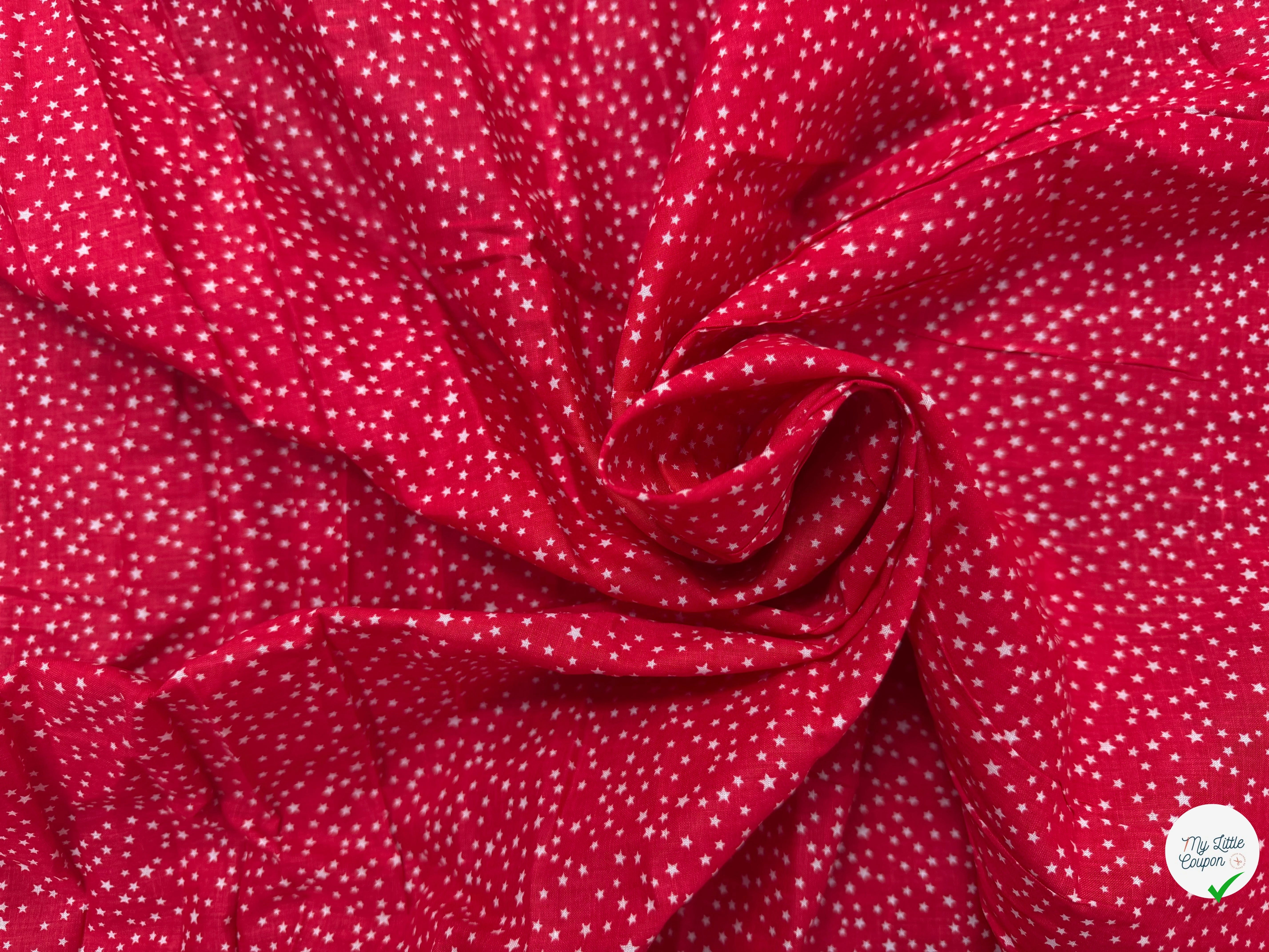 COTON ROUGE ÉTOILÉ BLANC - My Little Coupon