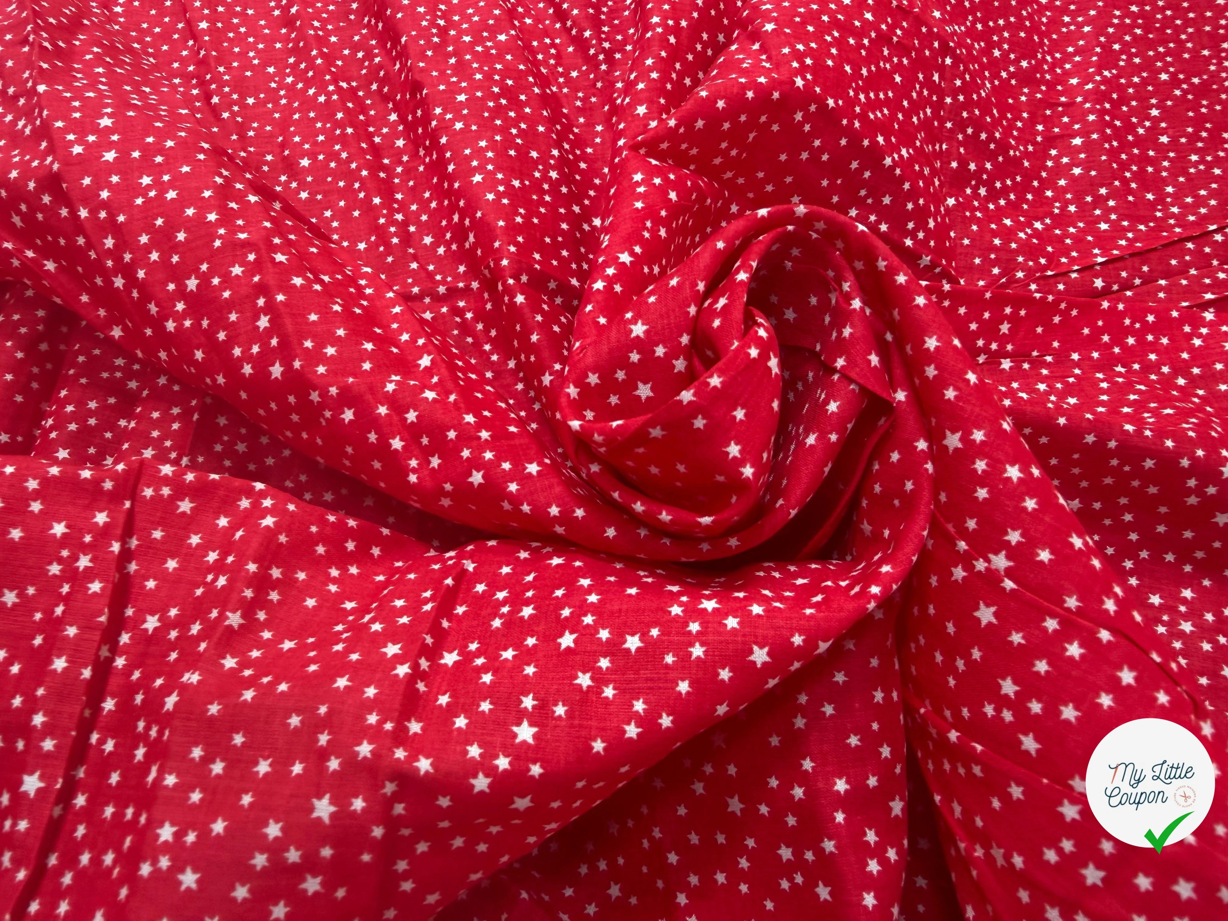COTON ROUGE ÉTOILÉ BLANC - My Little Coupon