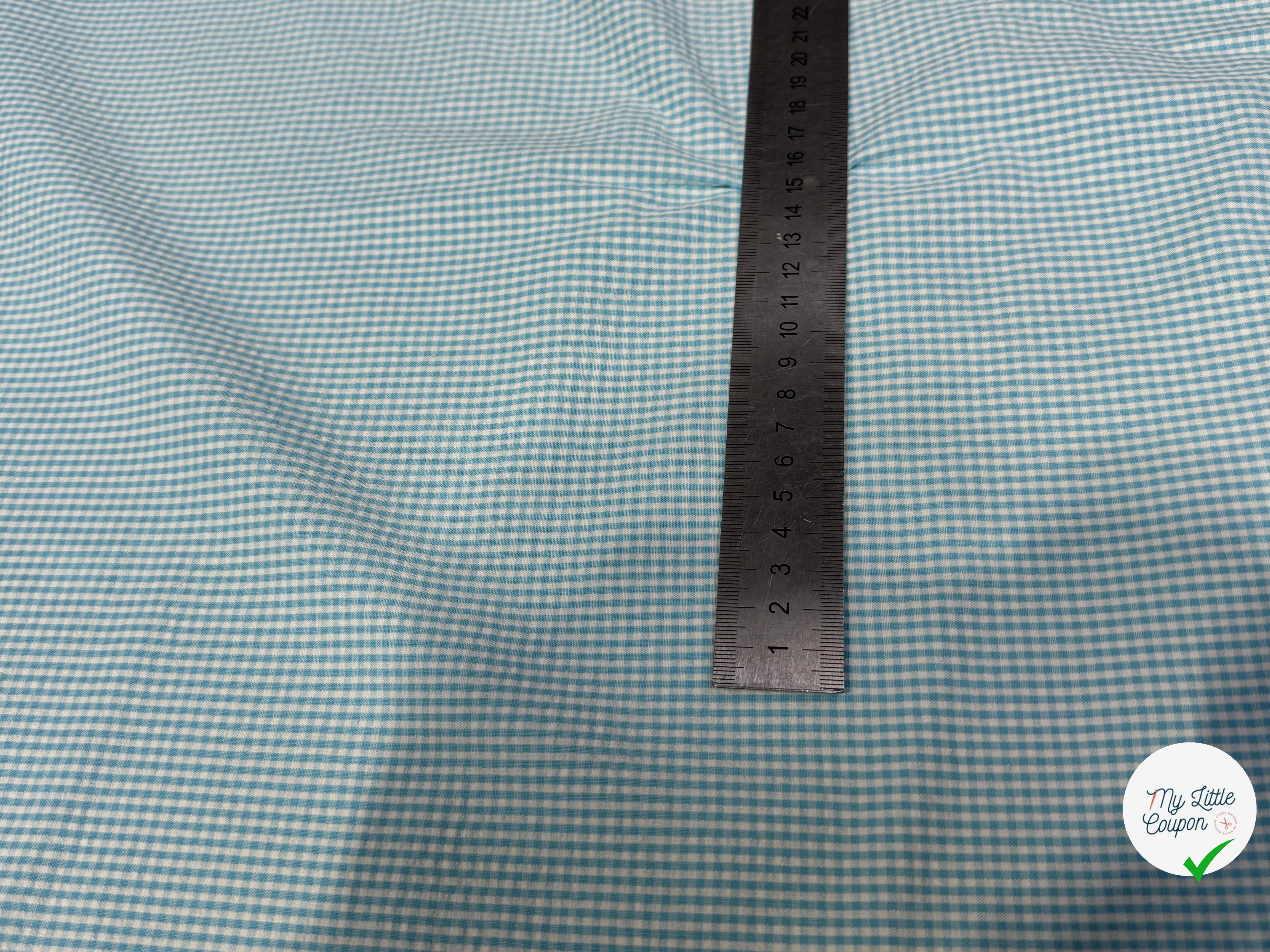 COTON SEERSUCKER VICHY BLEU BLANC CARREAUX - My Little Coupon