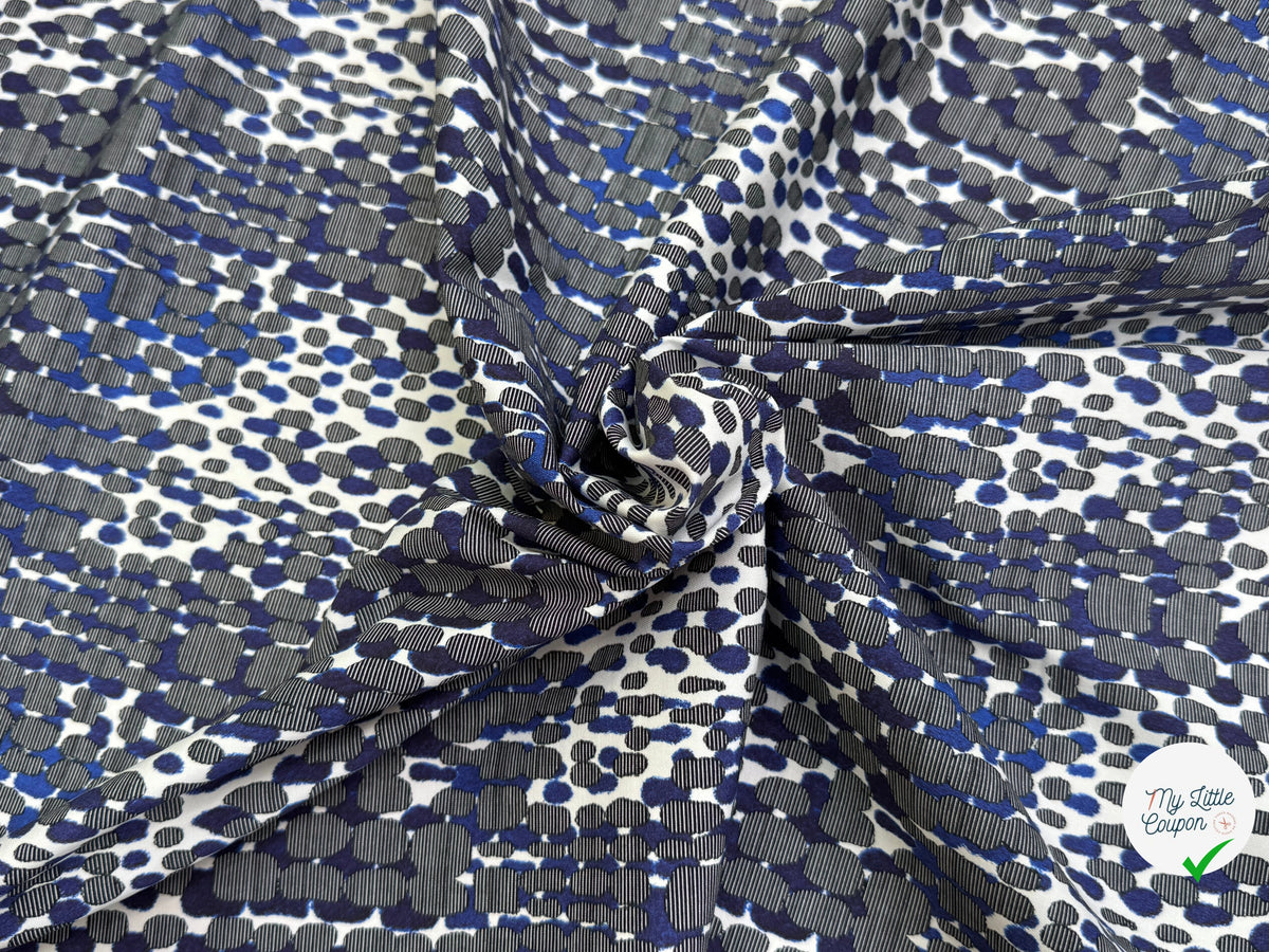 COTON STRETCH IMPRIMÉ CROCO BLEU ARTEMIDE CROCO - My Little Coupon