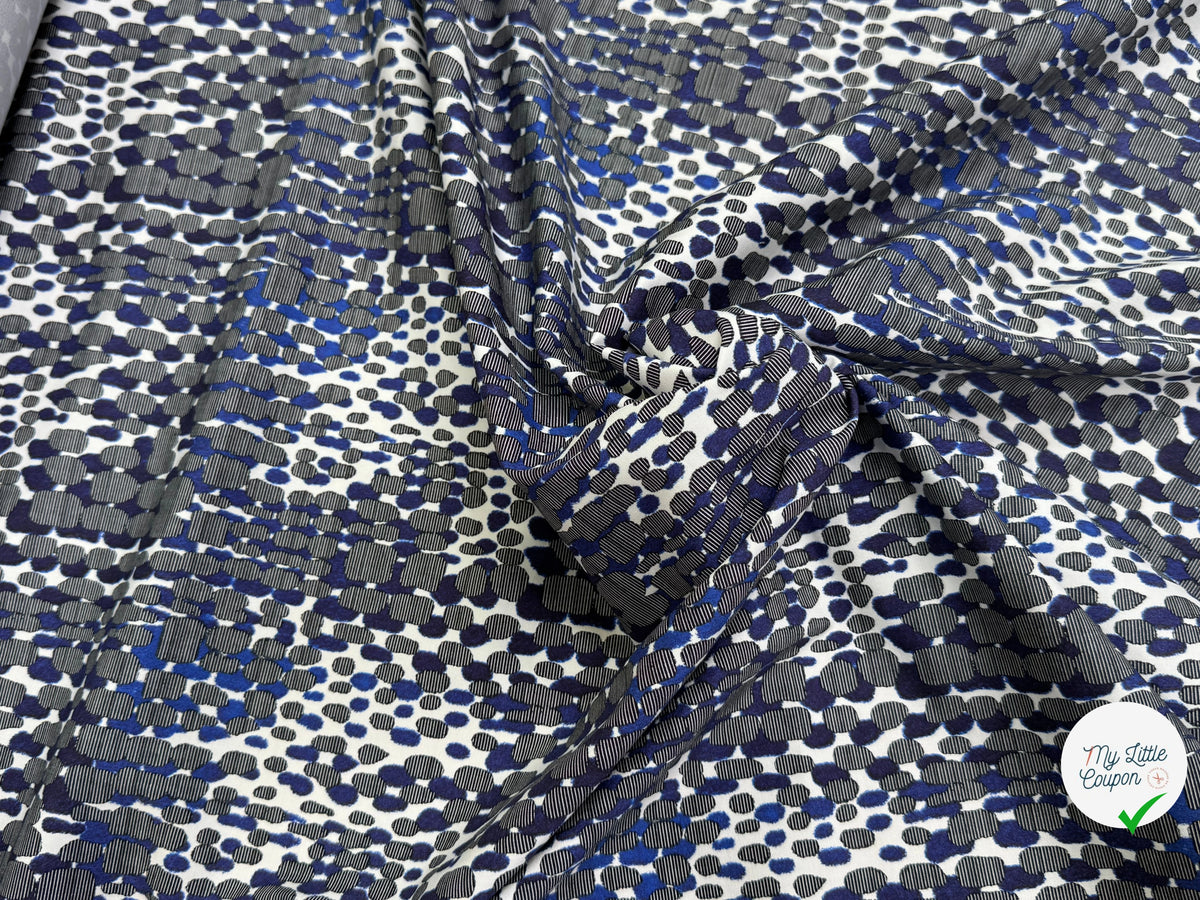 COTON STRETCH IMPRIMÉ CROCO BLEU ARTEMIDE CROCO - My Little Coupon