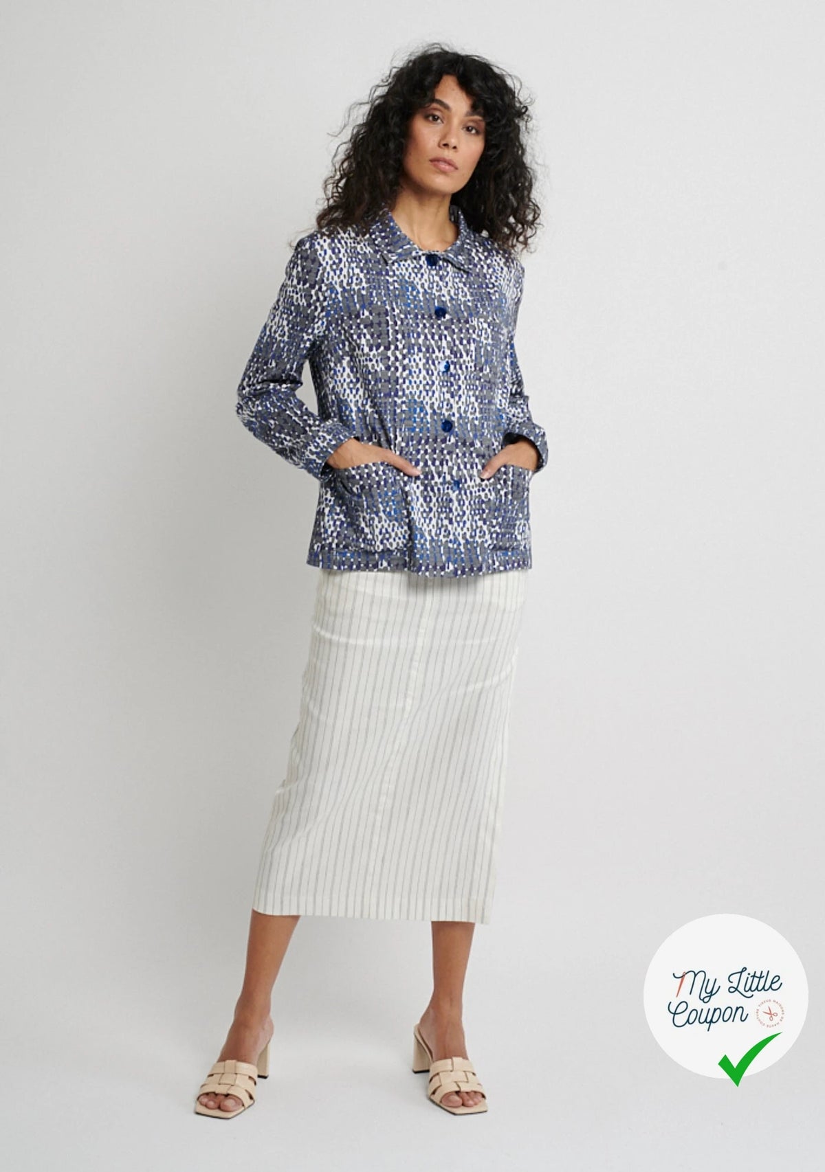 COTON STRETCH IMPRIMÉ CROCO BLEU ARTEMIDE CROCO - My Little Coupon