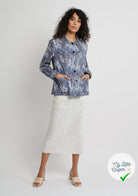 COTON STRETCH IMPRIMÉ CROCO BLEU ARTEMIDE CROCO - My Little Coupon