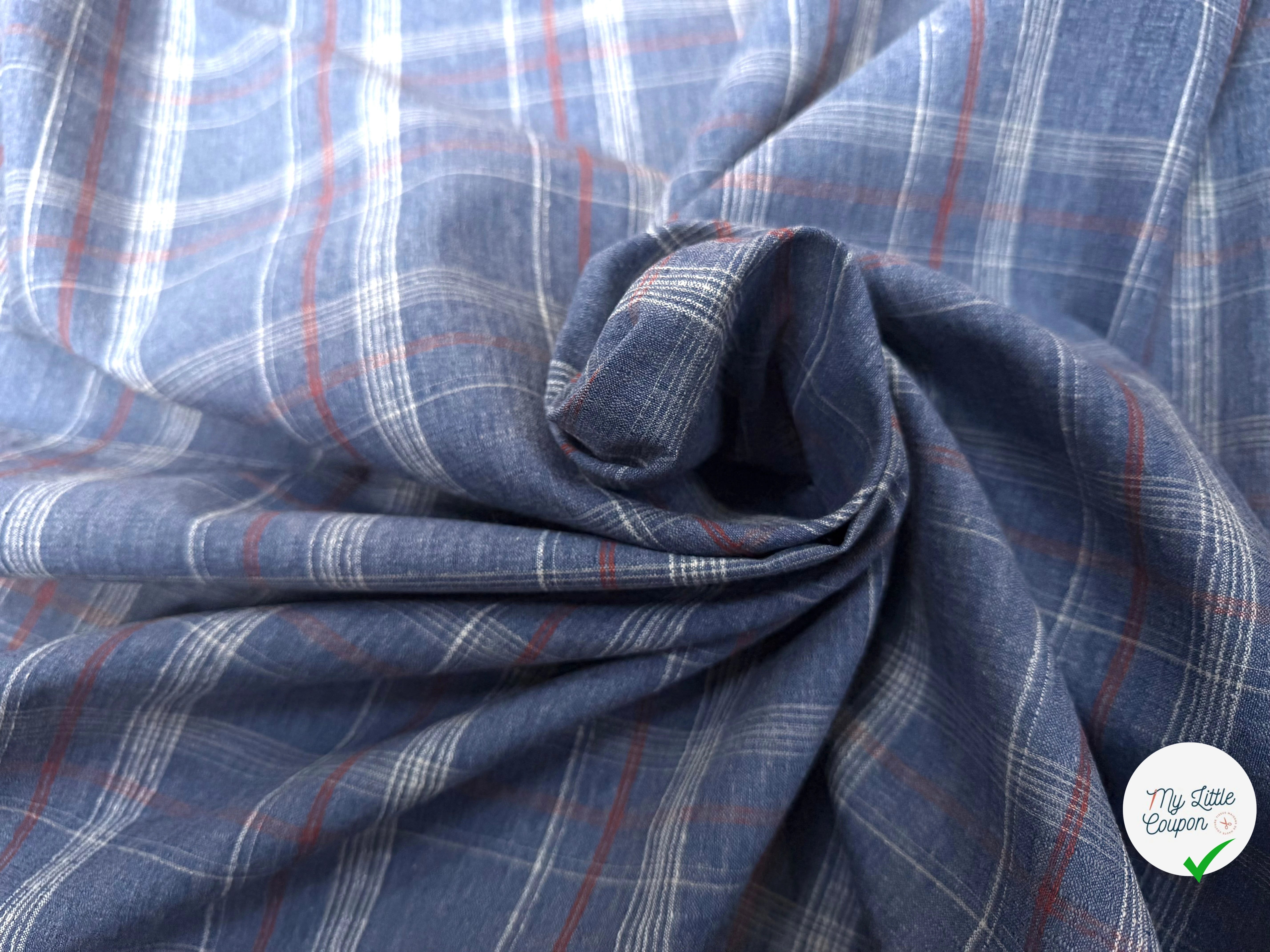 COTON SUR CHEMISE BLEU CAREAUX - My Little Coupon