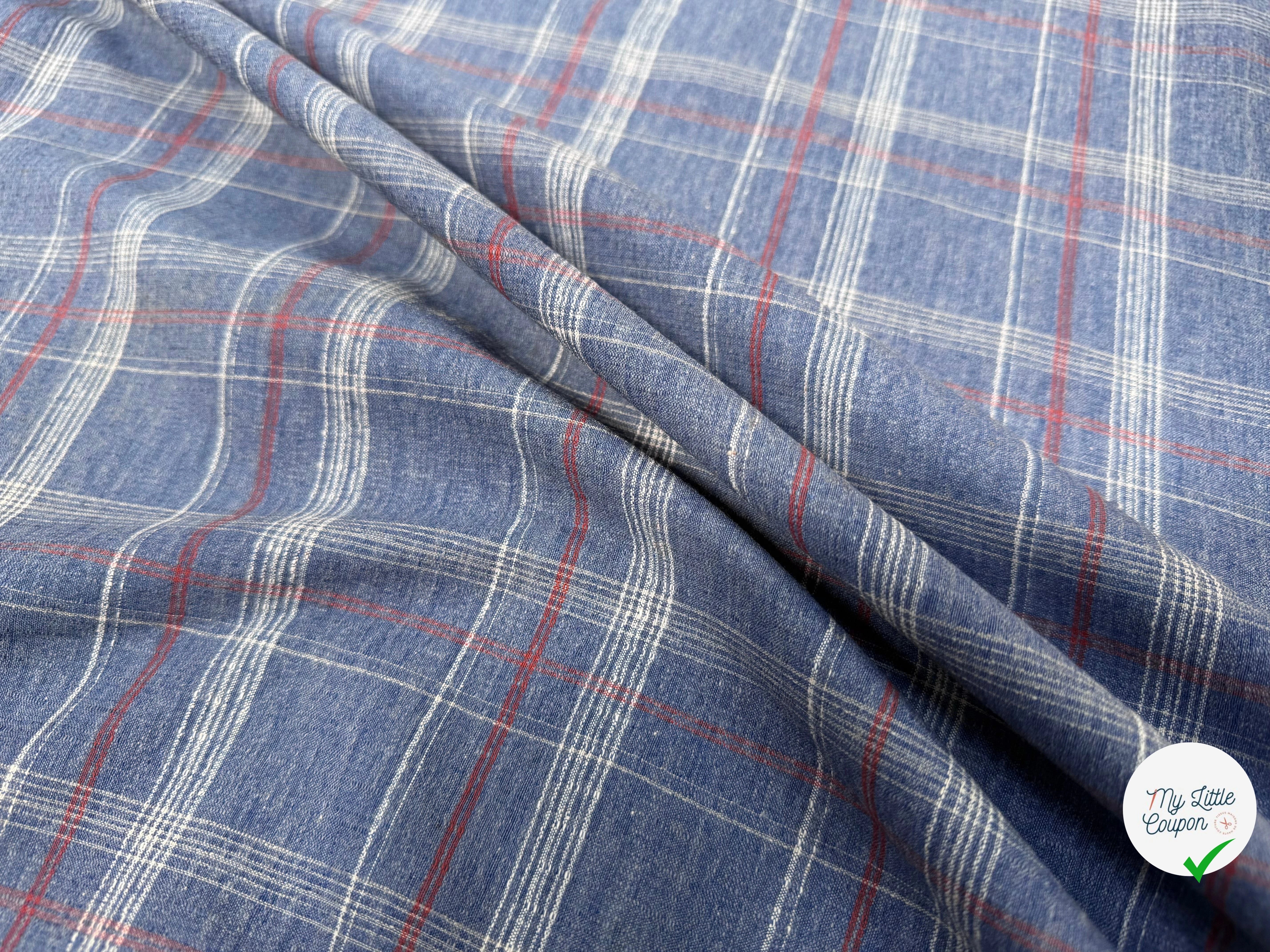 COTON SUR CHEMISE BLEU CAREAUX - My Little Coupon