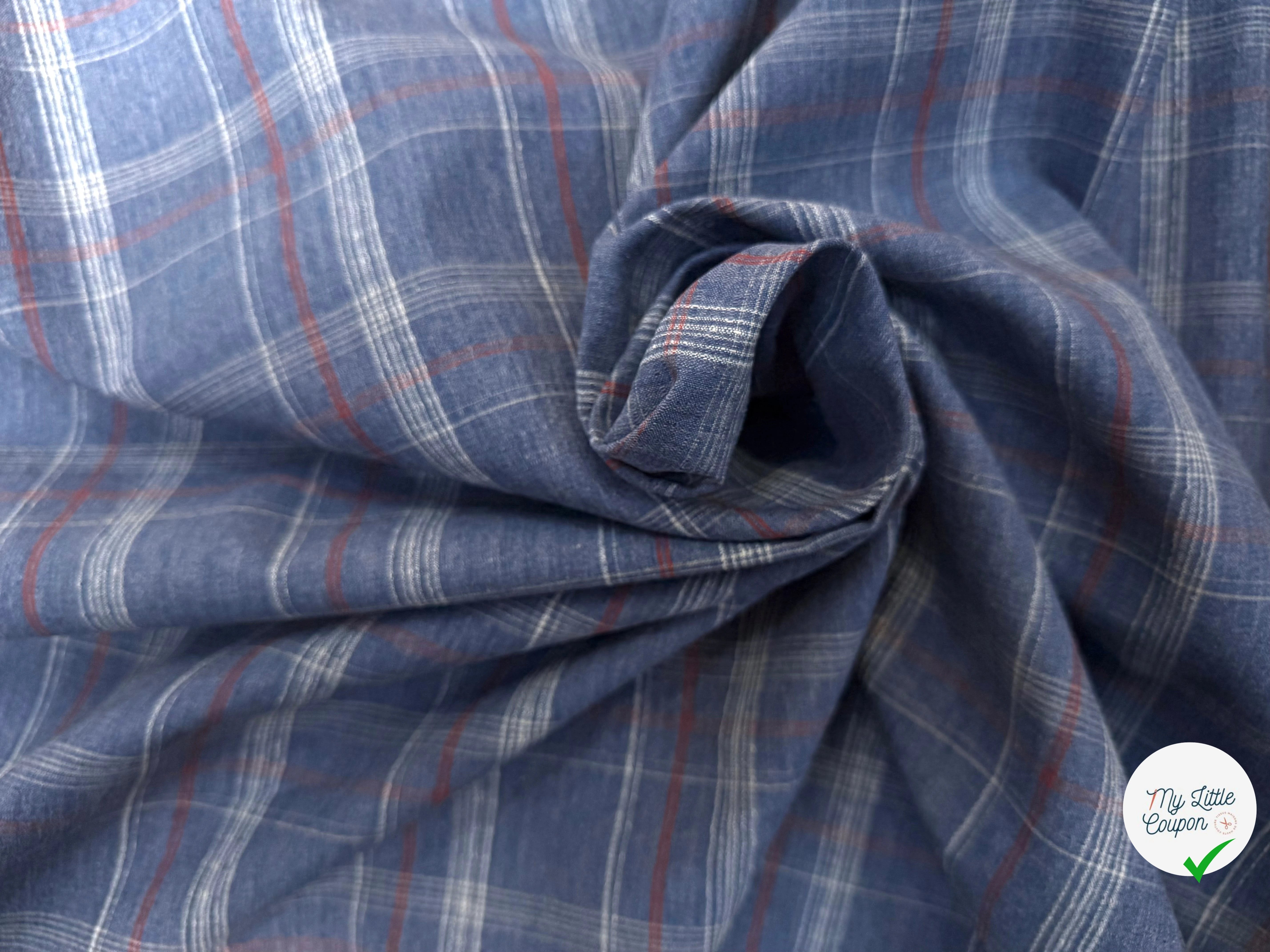 COTON SUR CHEMISE BLEU CAREAUX - My Little Coupon