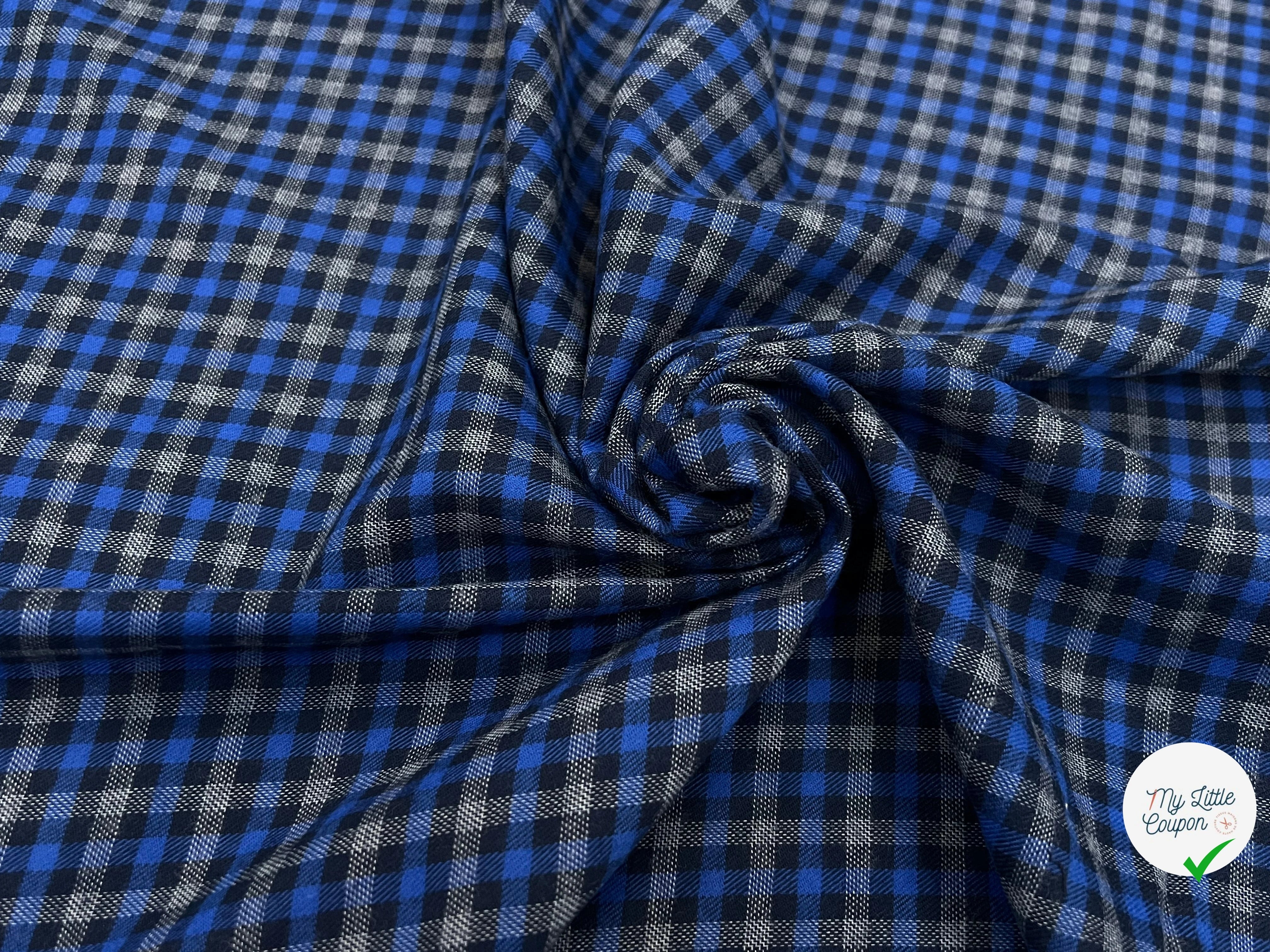 COTON TRAPPEUR CARREAUX BLEU NOIR GRIS - My Little Coupon