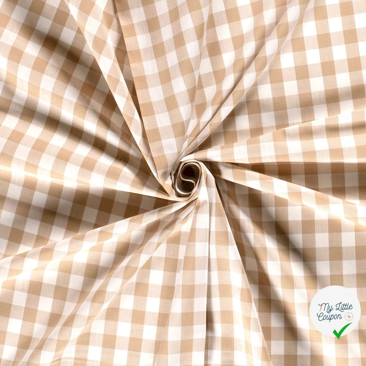 COTON VICHY FIL TEINT CARREAUX CAMEL - My Little Coupon