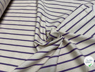 COTON VISCOSE BLANC CASSÉ RAYURES VIOLET - My Little Coupon