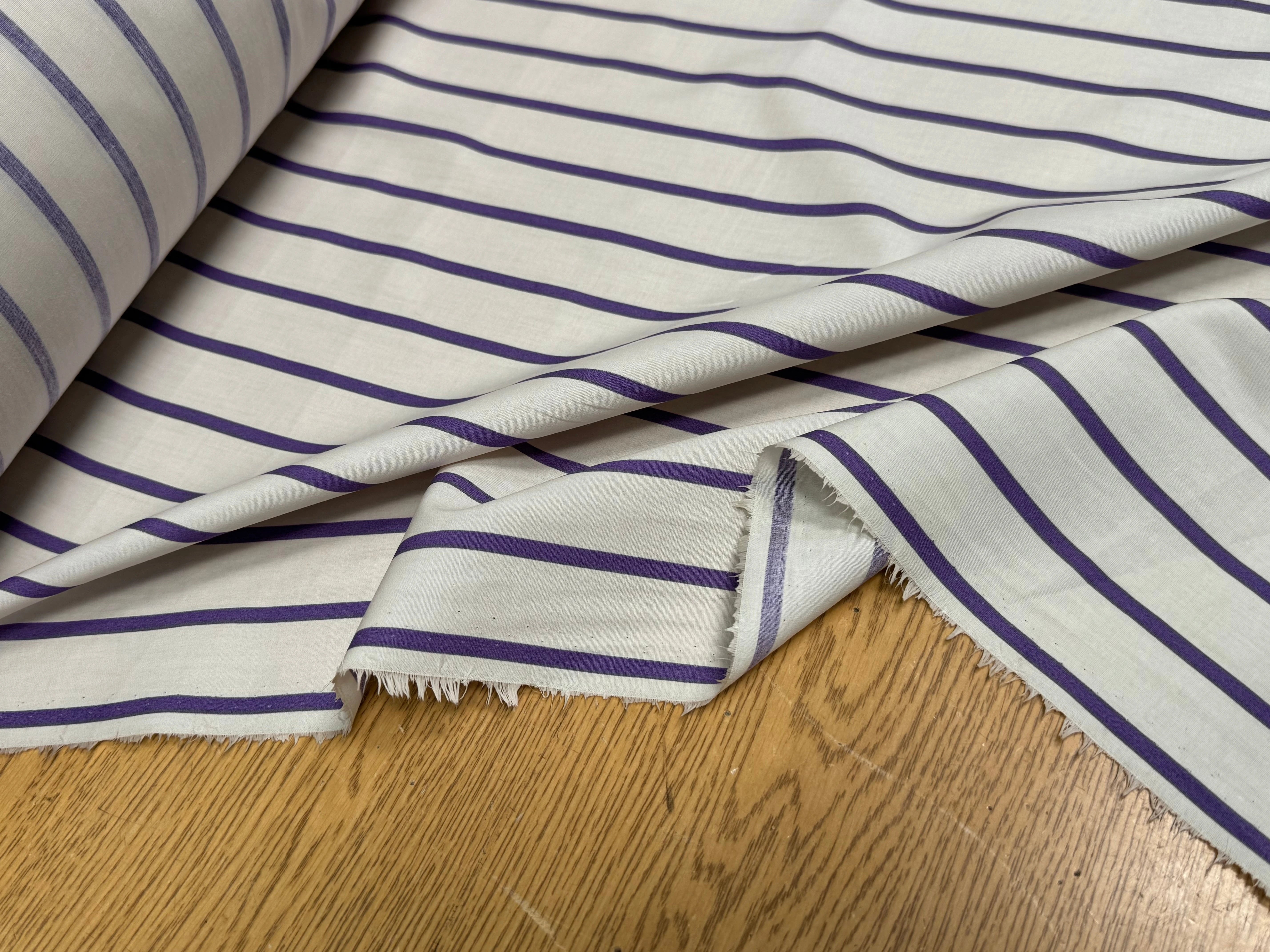 COTON VISCOSE BLANC CASSÉ RAYURES VIOLET - My Little Coupon
