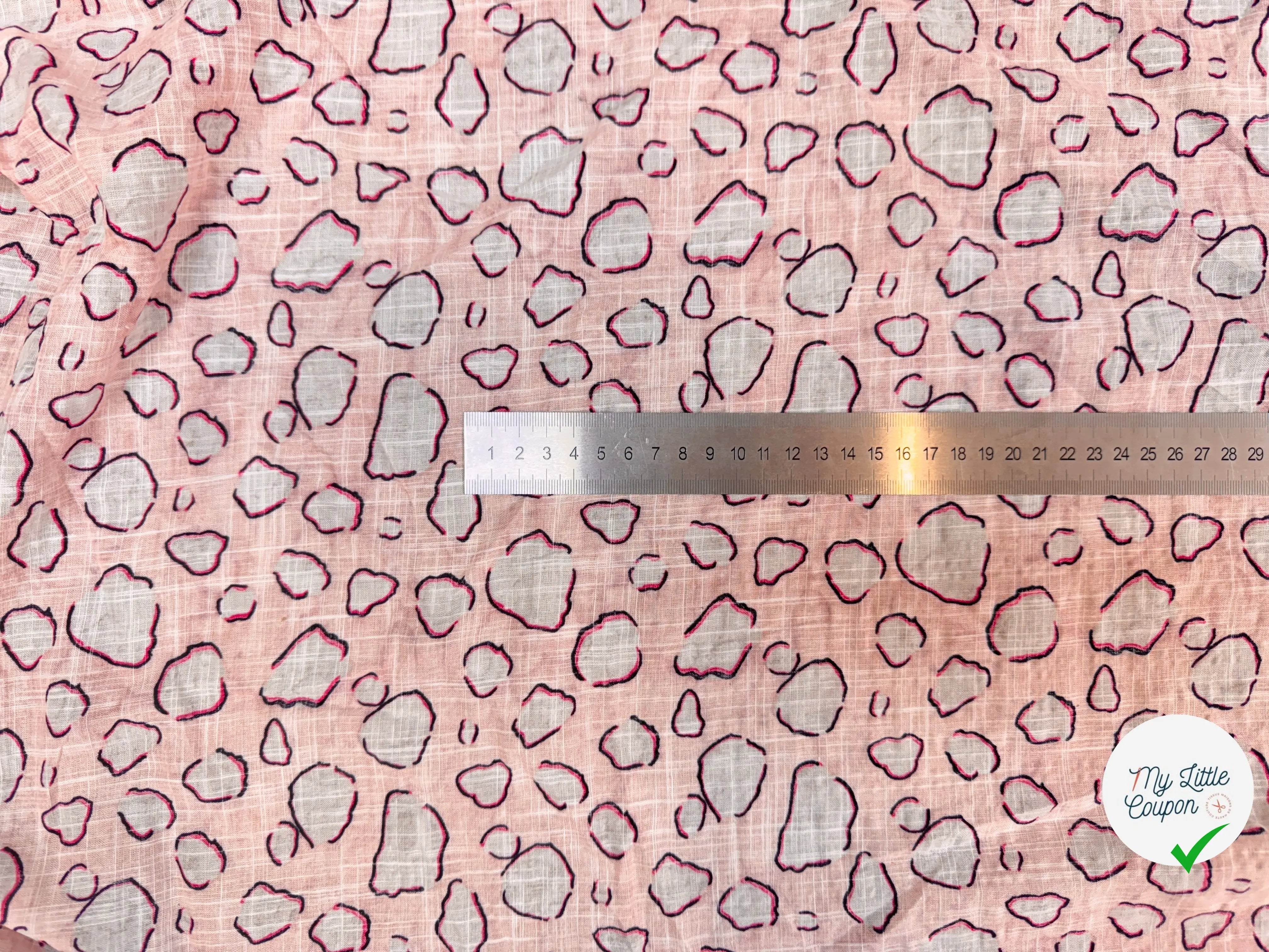 COTON VISCOSE EN CHAINE ET TRAME TISSU SLUB IMPRIMÉ POIS ROSE - My Little Coupon