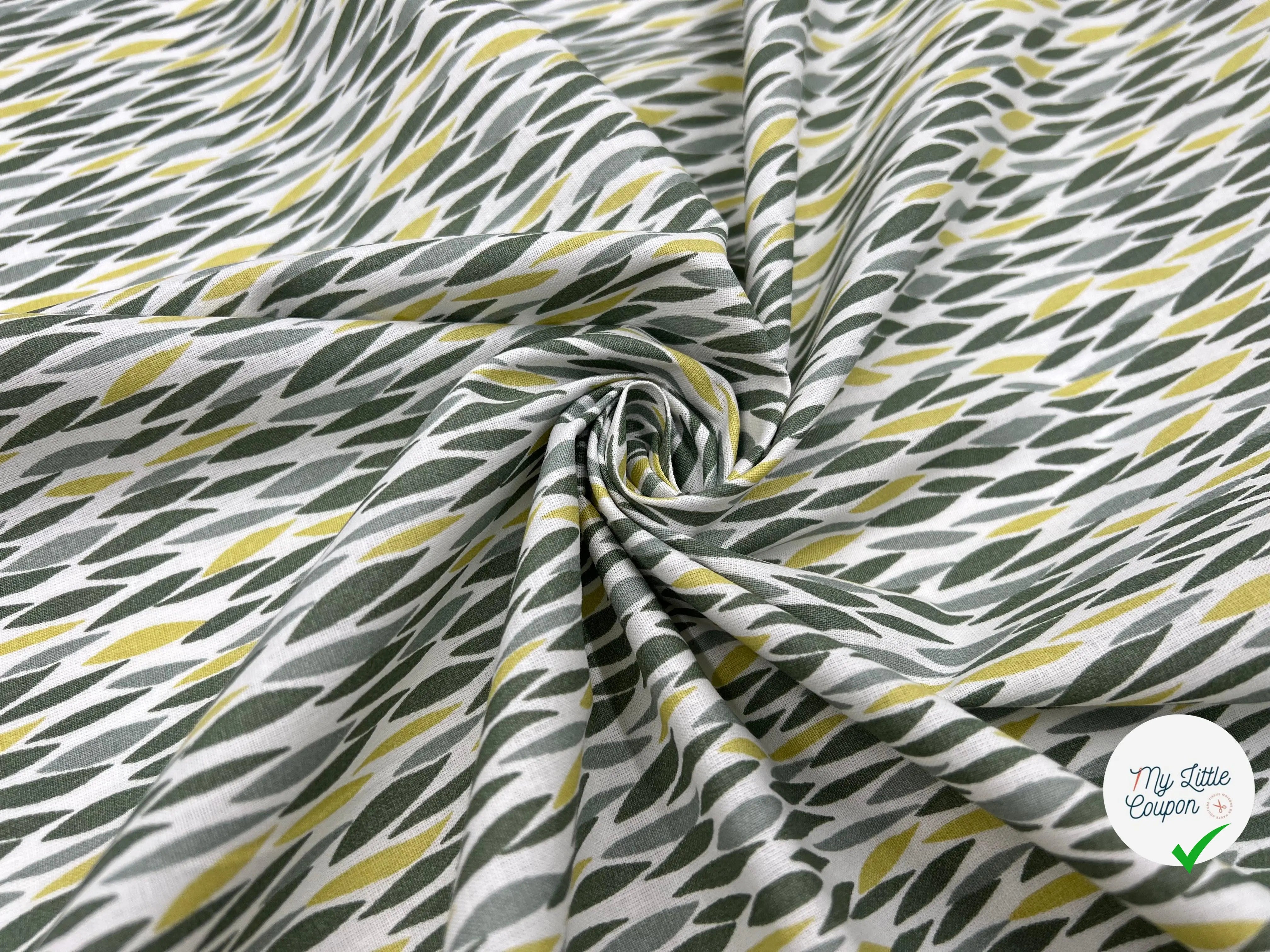 COTONNADE BADIAN BLANC KAKI - My Little Coupon - tissu - coudre