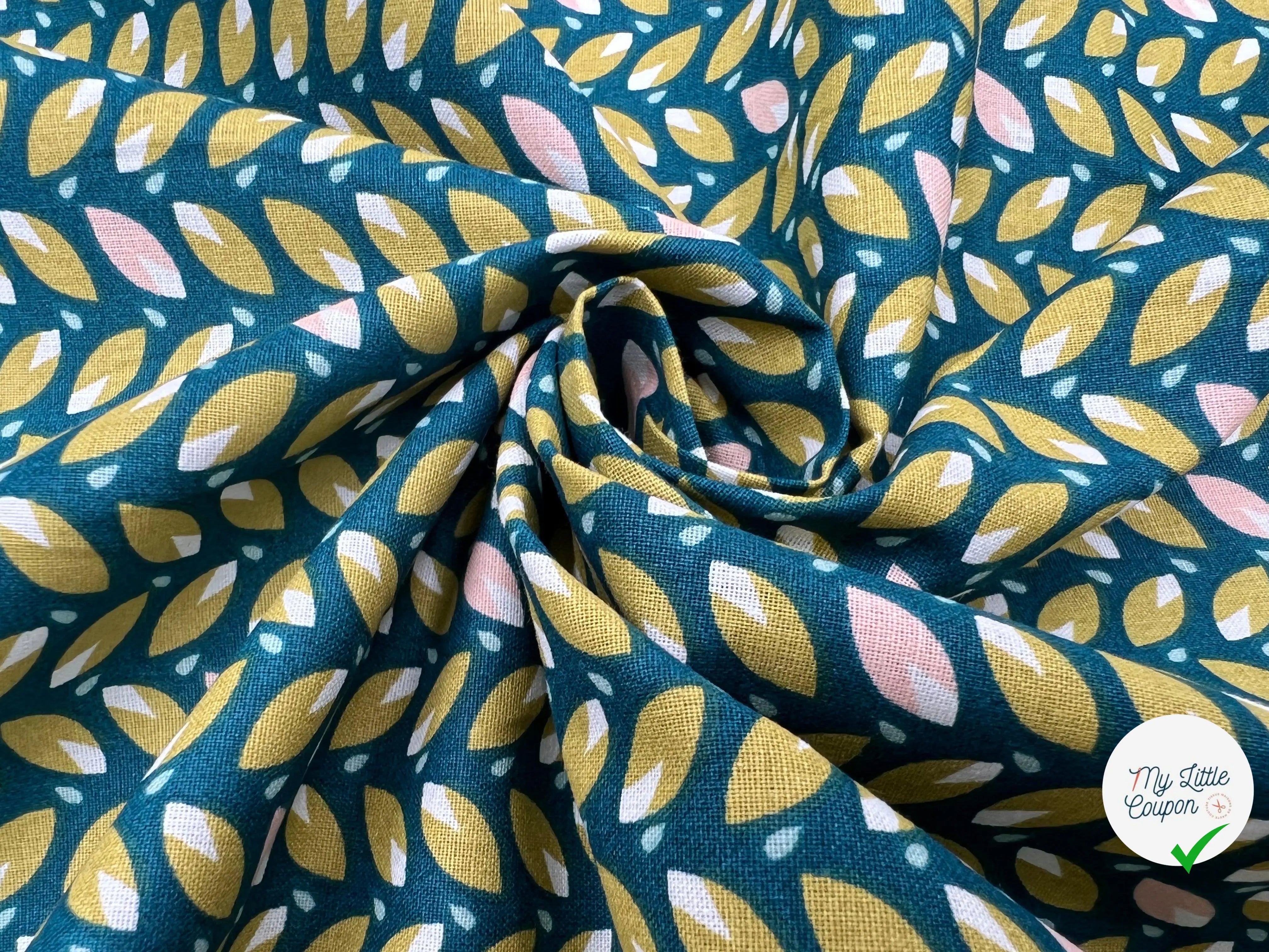 COTONNADE EHUA PAON MOUTARDE - My Little Coupon - tissu - coudre