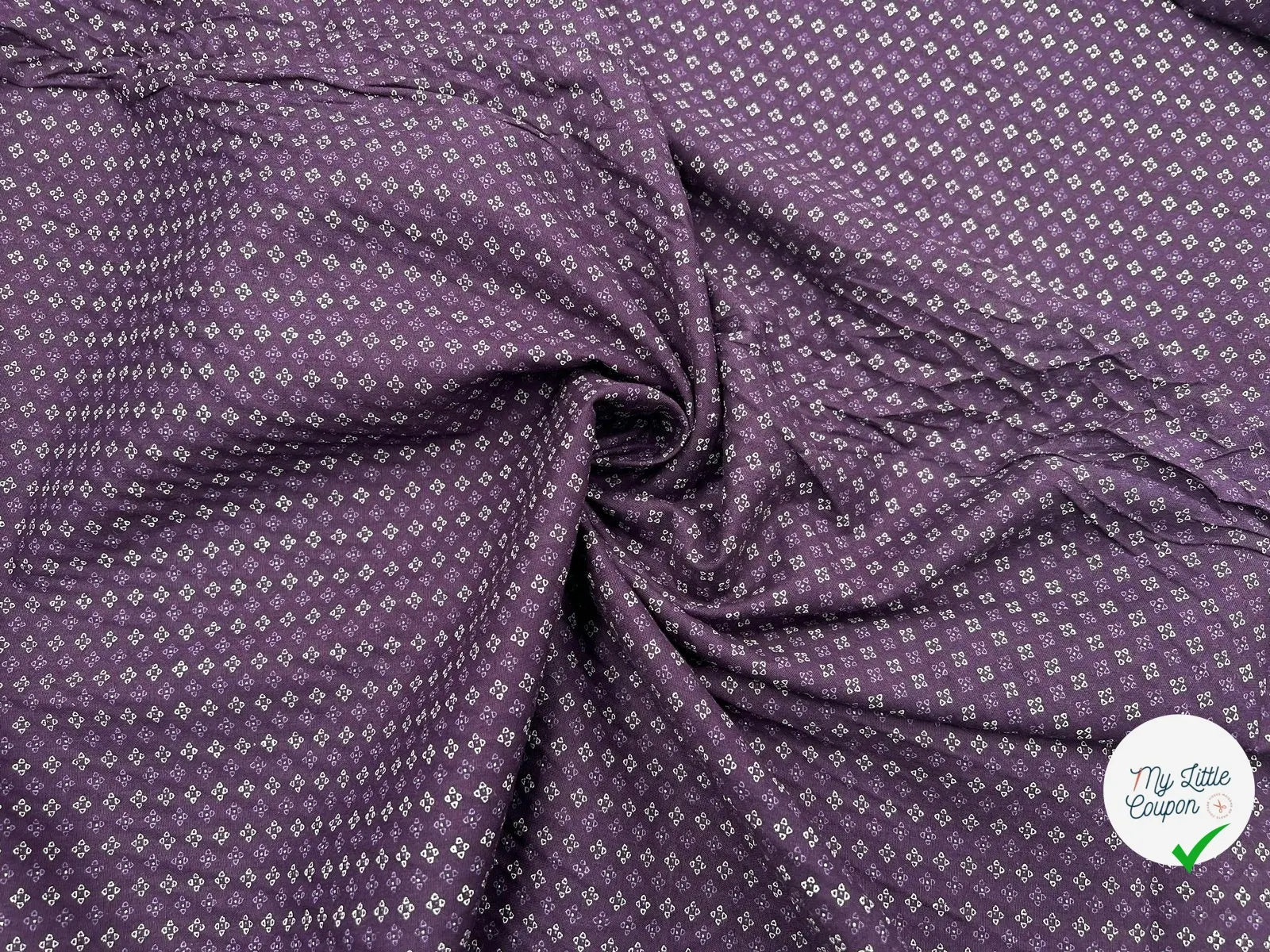 COTONNADE FERMIÈRE IMPRIMÉ DE PETITS FLEURS-BLASONS VIOLET - My Little Coupon - tissu - coudre
