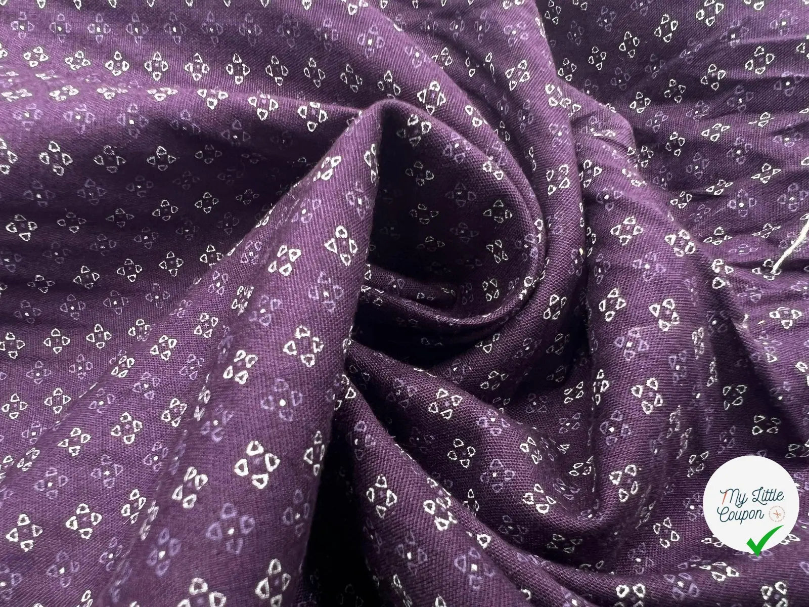 COTONNADE FERMIÈRE IMPRIMÉ DE PETITS FLEURS-BLASONS VIOLET - My Little Coupon - tissu - coudre