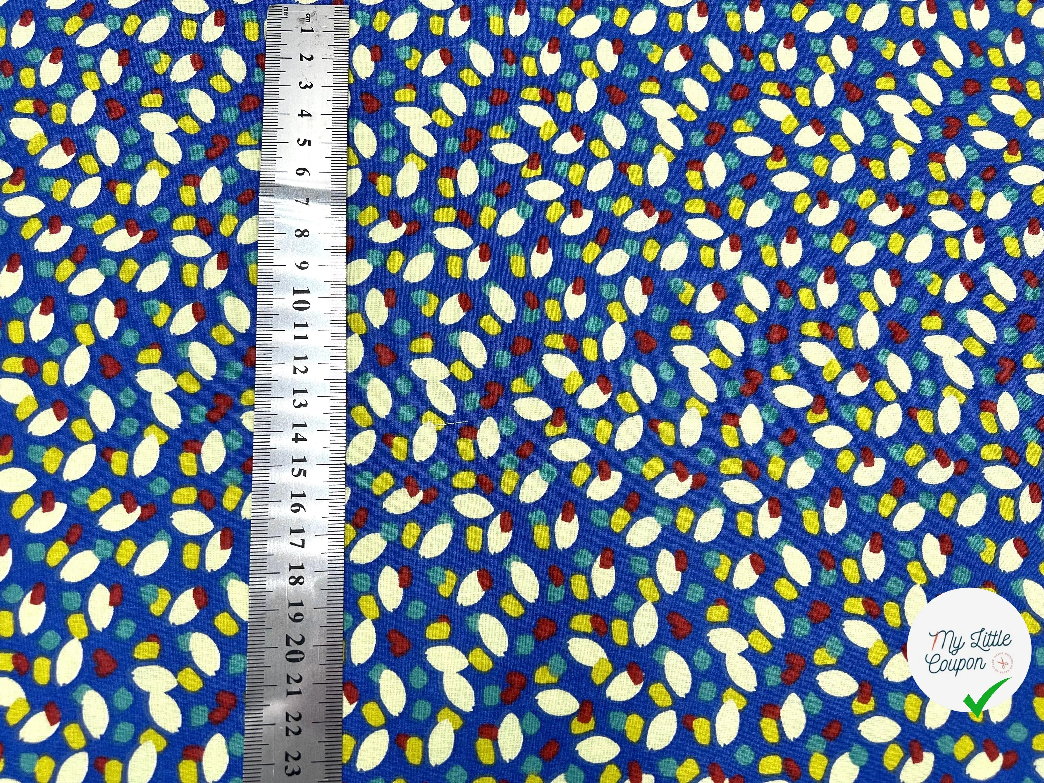 COTONNADE IMPRIMÉE CONFETTIS FOND BLEU - My Little Coupon - tissu - coudre
