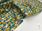 COTONNADE JOLIES FLEURS ÉMERAUDES FOND BEIGE - My Little Coupon - tissu - coudre