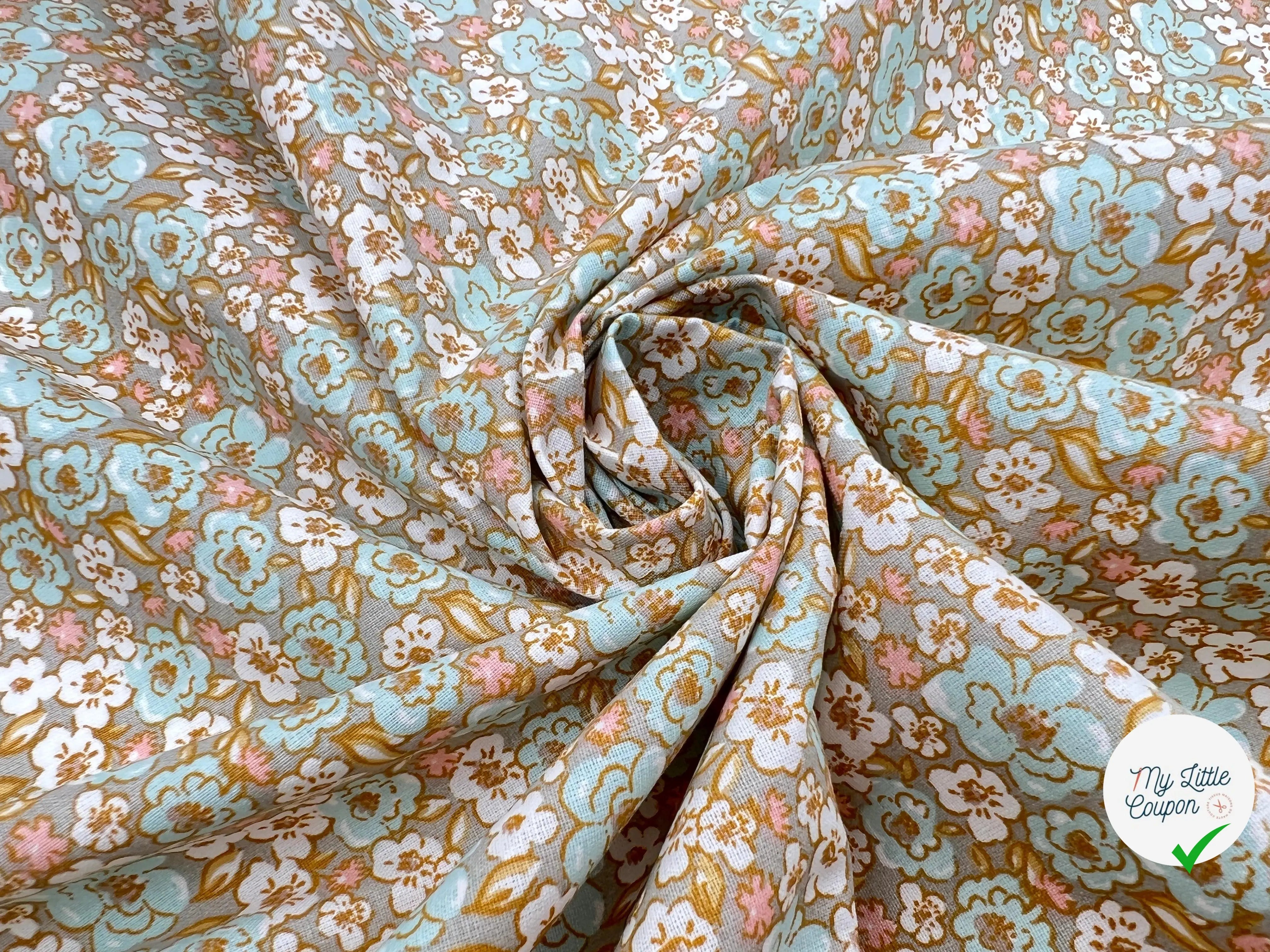 COTONNADE KALMIA LIN ET CELADON - My Little Coupon - tissu - coudre