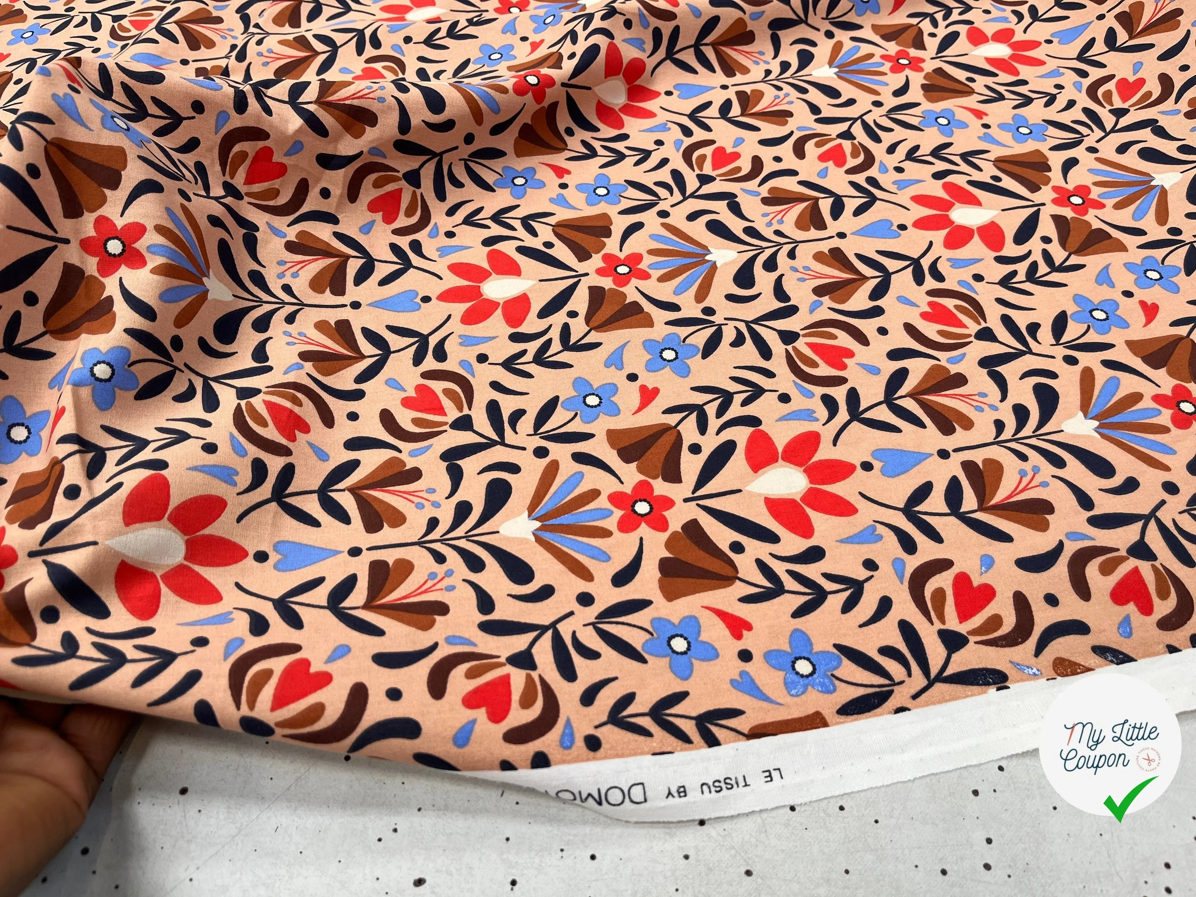 COTONNADE LAFLEUR BEIGE ET ROUGE - My Little Coupon