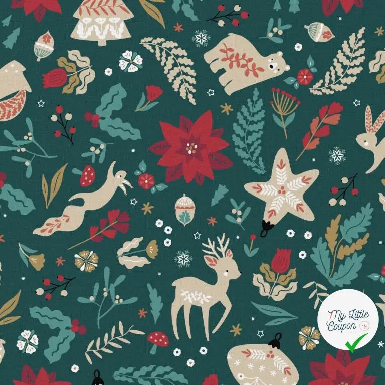 COTONNADE LORANE VERT / ROUGE 1E Y1 150 - My Little Coupon