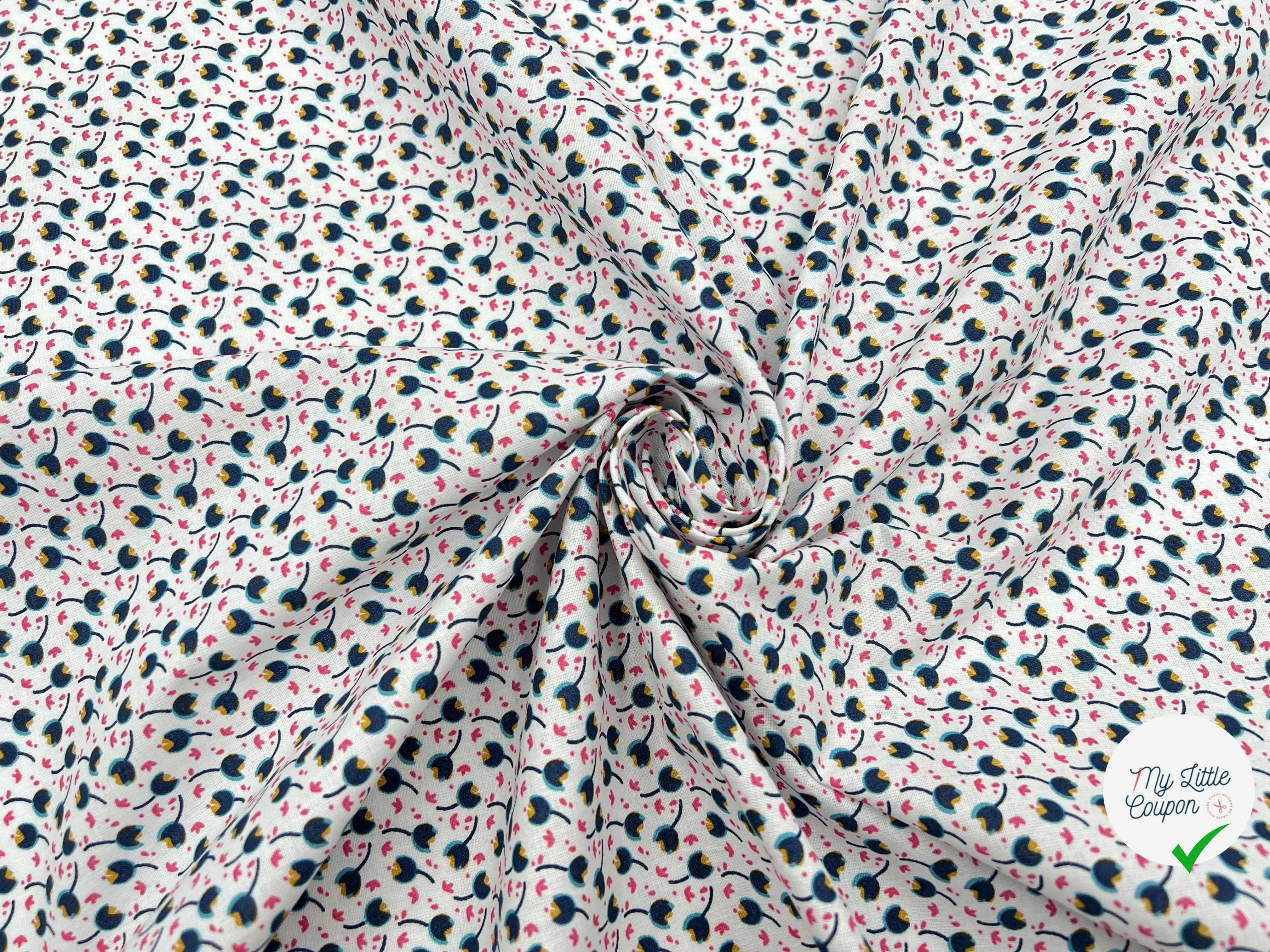 COTONNADE MARINE ET BEGONIA - My Little Coupon - tissu - coudre