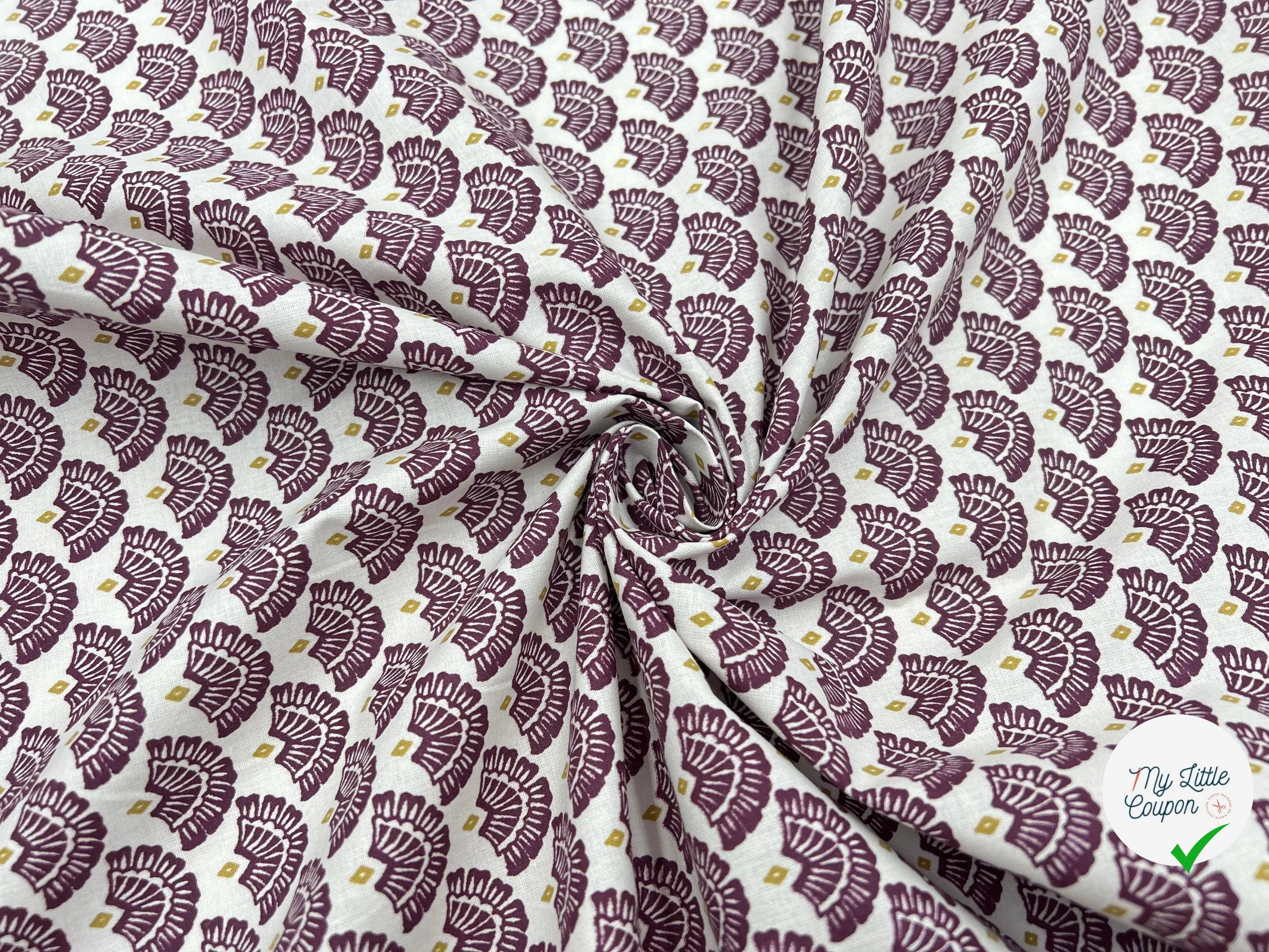 COTONNADE MAYUR ECRU AMARANTE - My Little Coupon - tissu - coudre