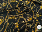 CREPE 100% VISCOSE MAROCAINE FOND NOIR IMPRIMÉ TIGER & CHAINS - My Little Coupon