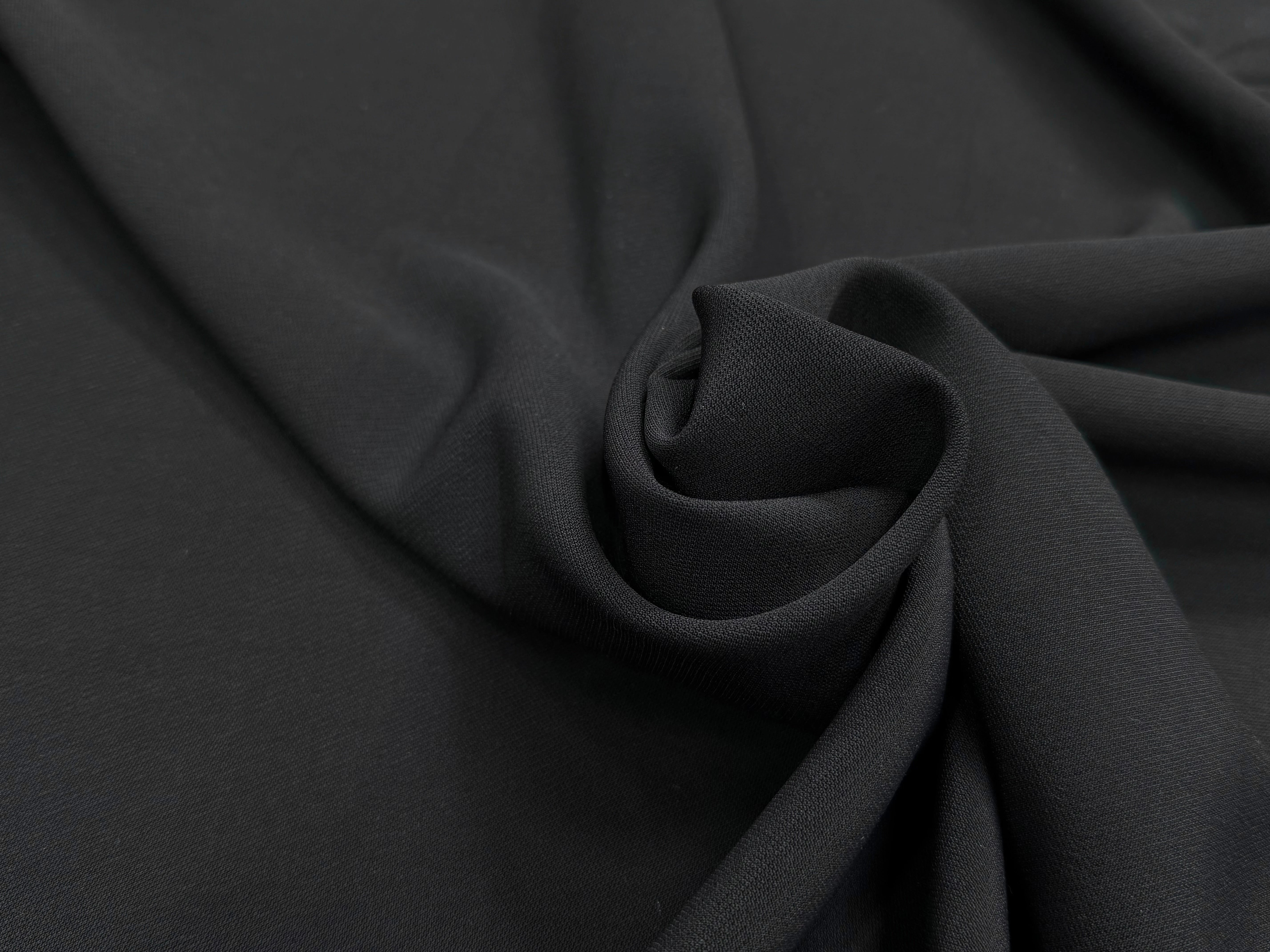CREPE ACETATE VISCOSE SÉMI-LOURD LÉGÈREMENT SERGÉ NOIR - My Little Coupon