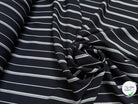CREPE ASPECT PIQUÉ FLUIDE RAYURES BLANCHES FOND NAVY PRESQUE NOIR - My Little Coupon