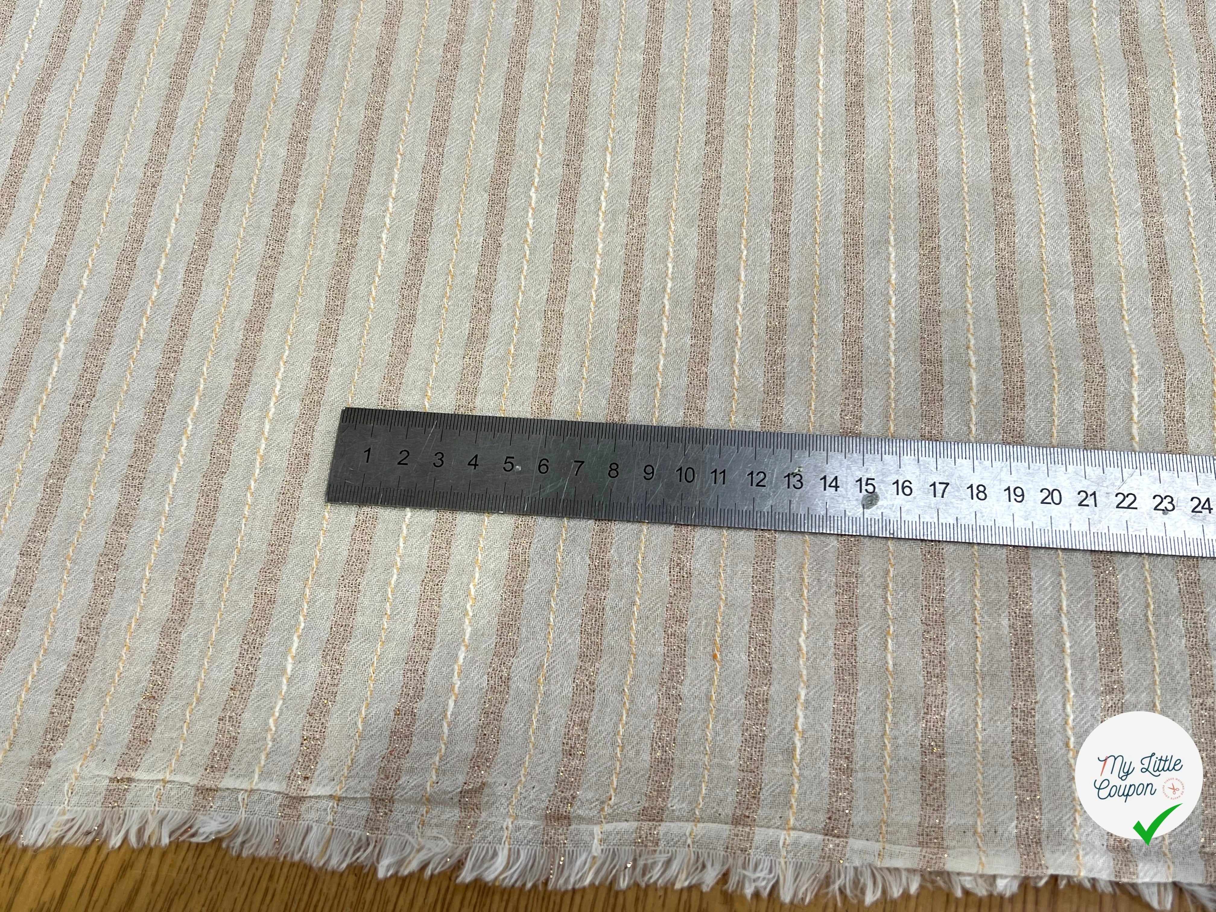 CREPE COTON FLUIDE RAYURES MÉTALISÉES ET TISSÉES AVEC FILS ÉCRU - My Little Coupon