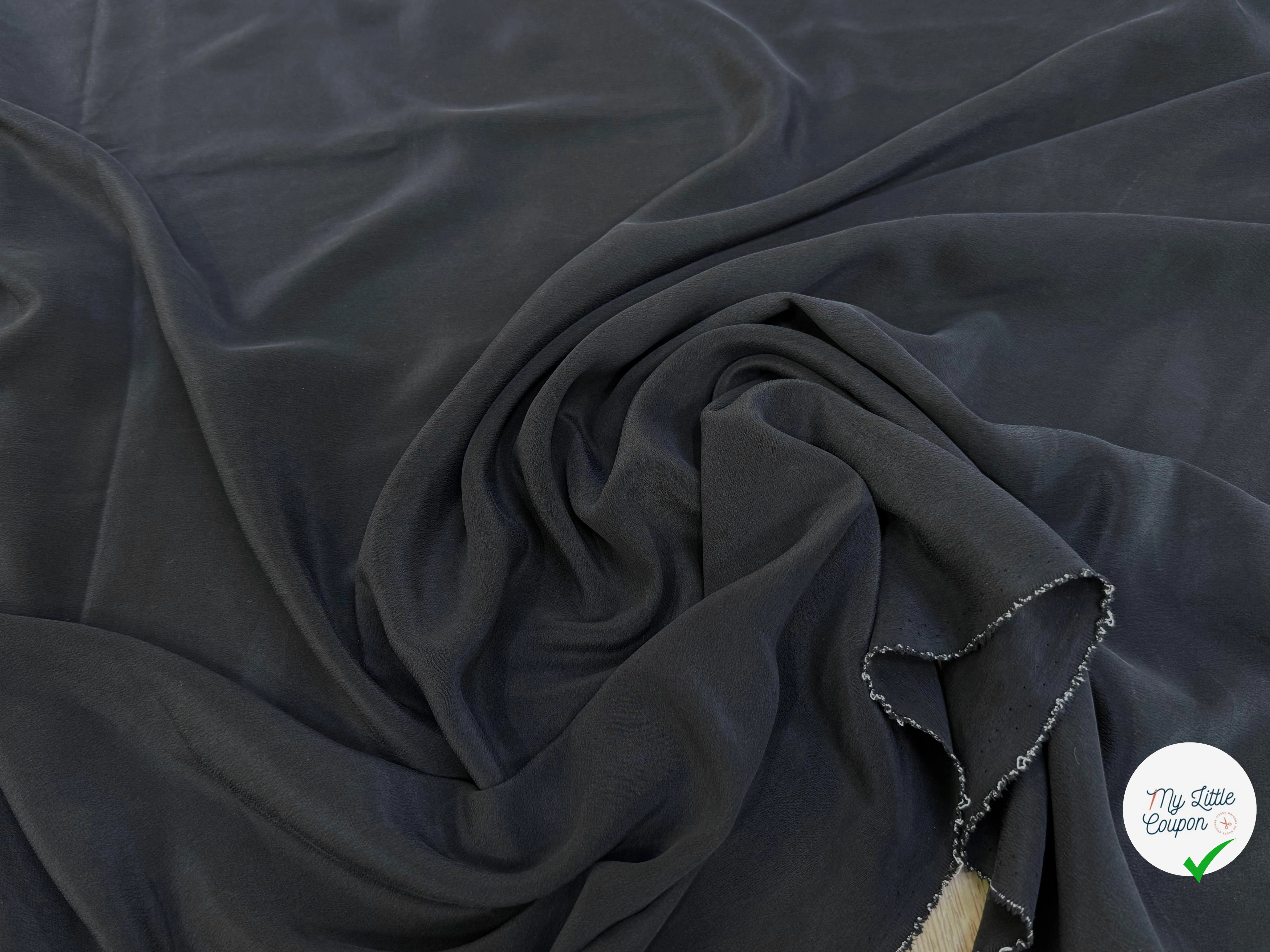 CREPE DE CHINE 100% SOIE NOIR ANTHRACITE FLUIDE - My Little Coupon