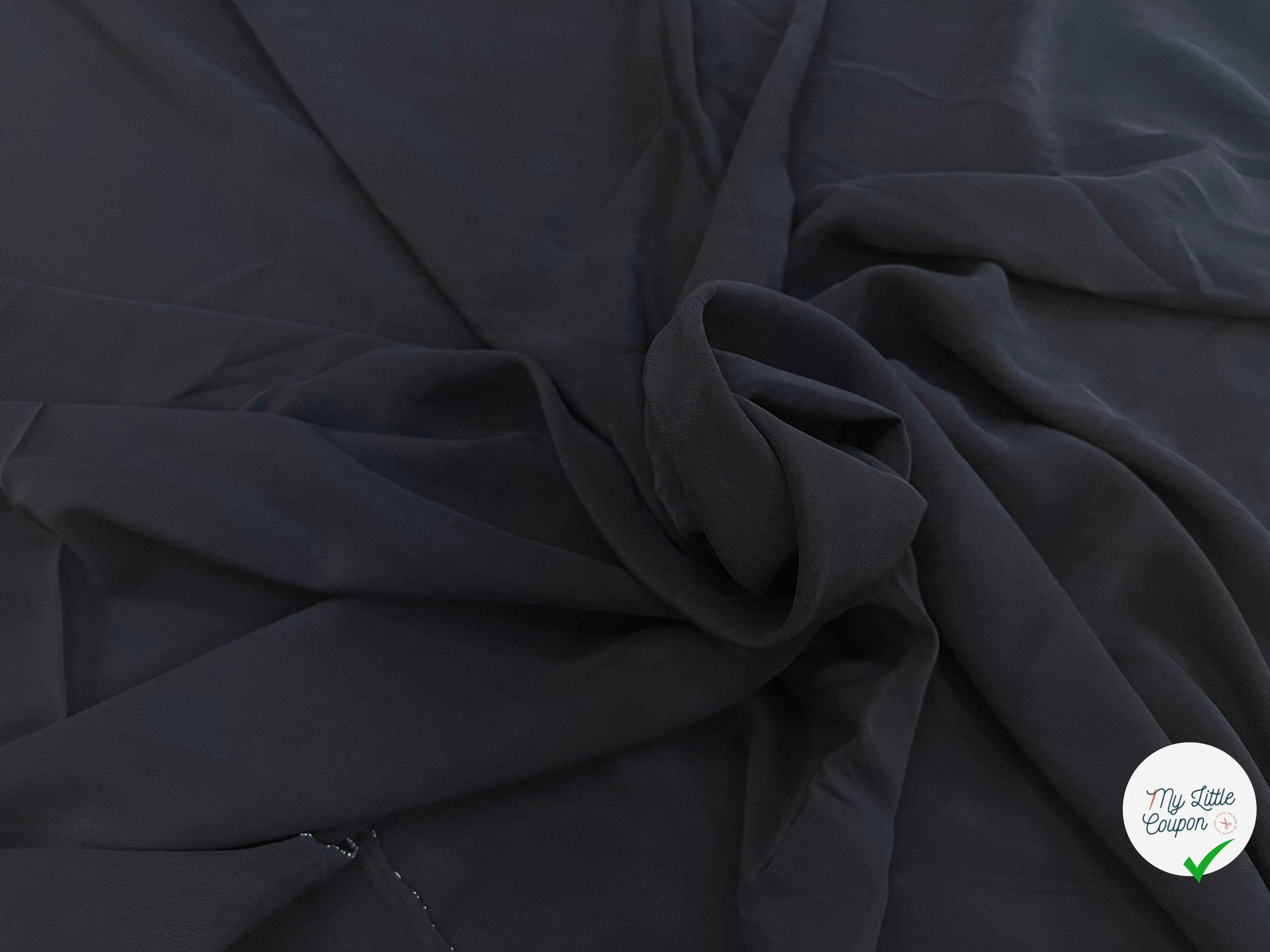 CREPE DE CHINE 100% SOIE NOIR ITALIA - My Little Coupon
