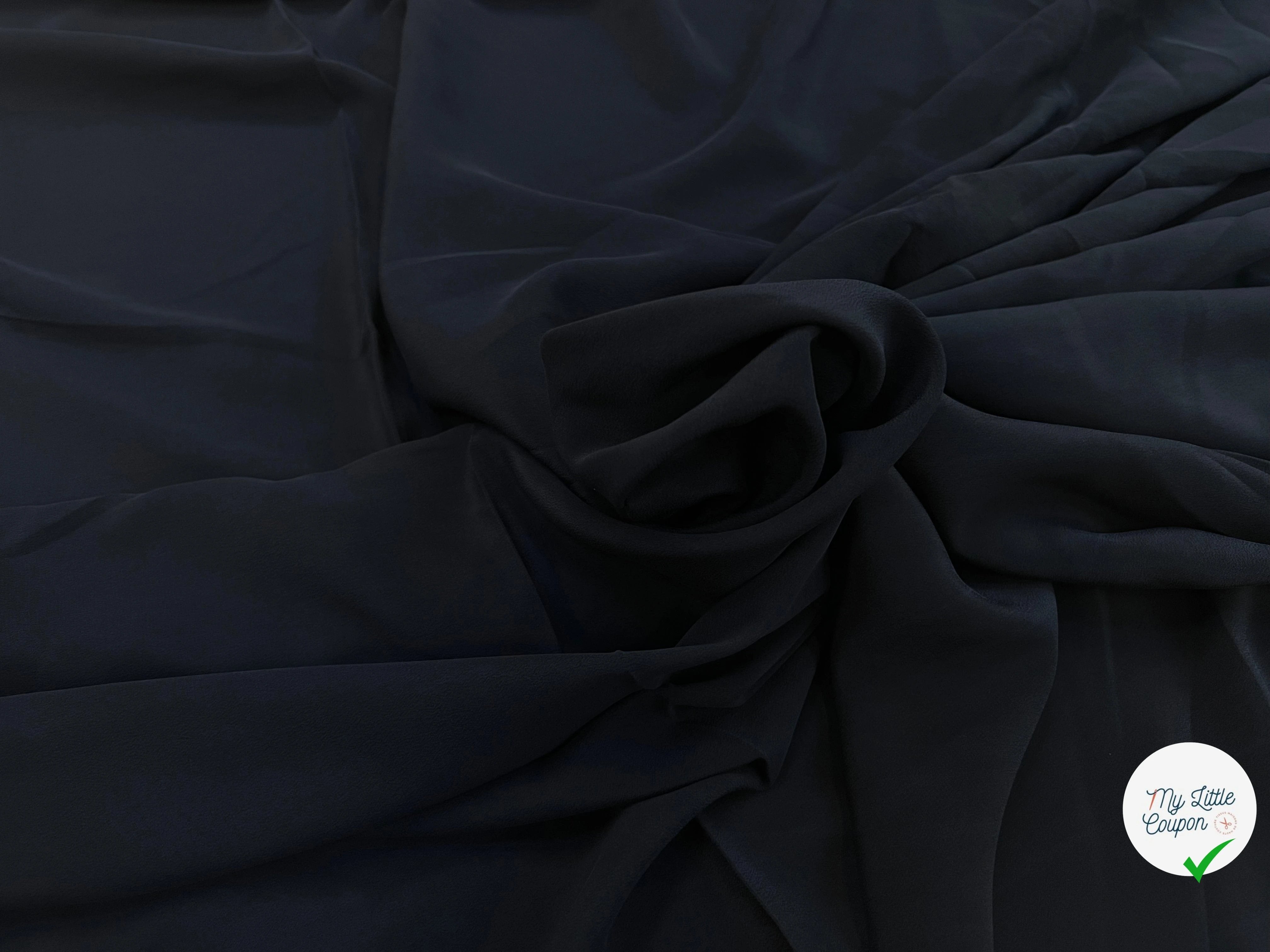 CREPE DE CHINE 100% SOIE NOIR ITALIA - My Little Coupon