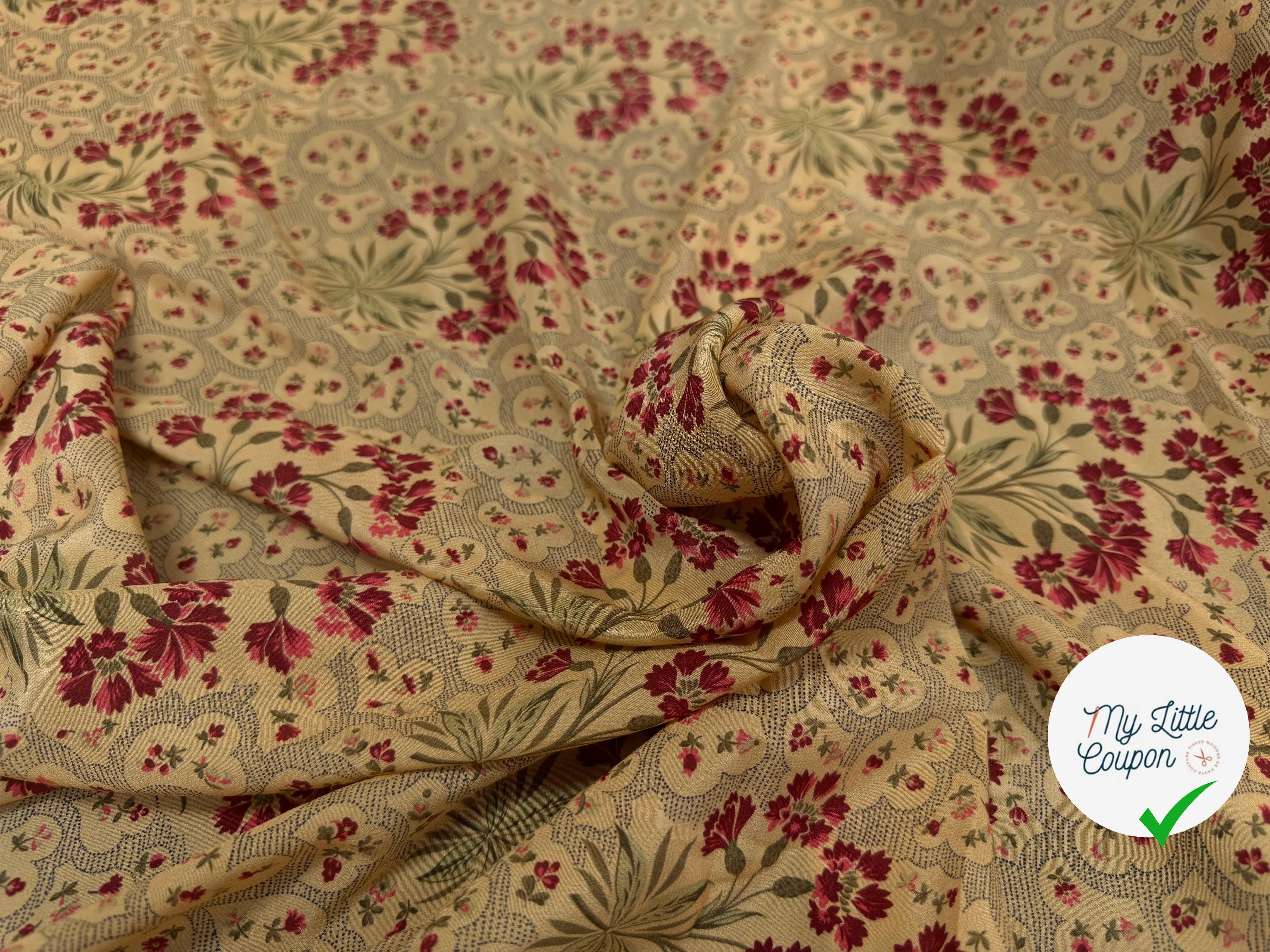 CREPE DE CHINE BOUQUET DE TOSCANE 100%SOIE - My Little Coupon