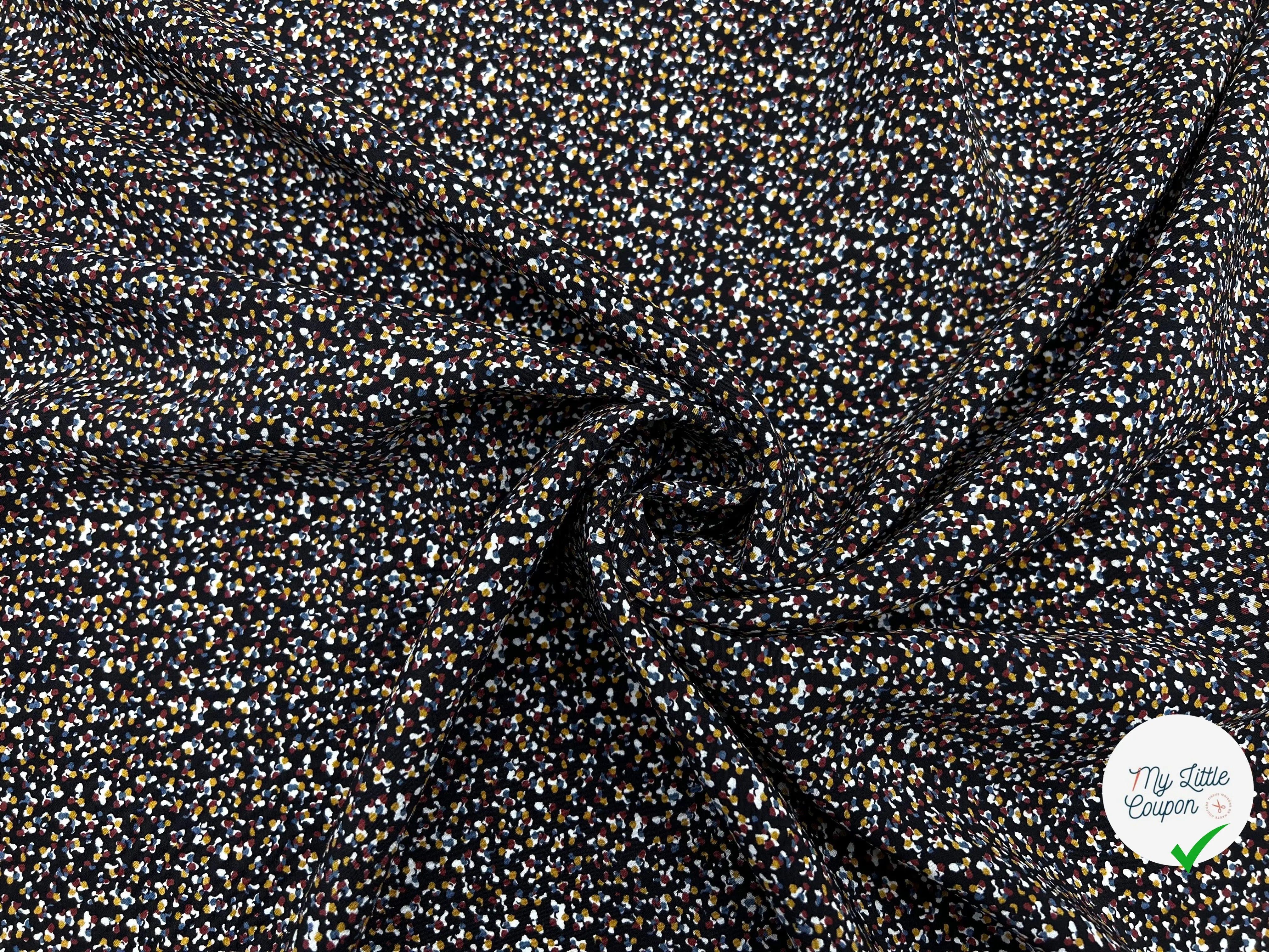 CRÊPE DE CHINE FOND NOIR "CONTER FLEURETTES" - My Little Coupon - tissu - coudre