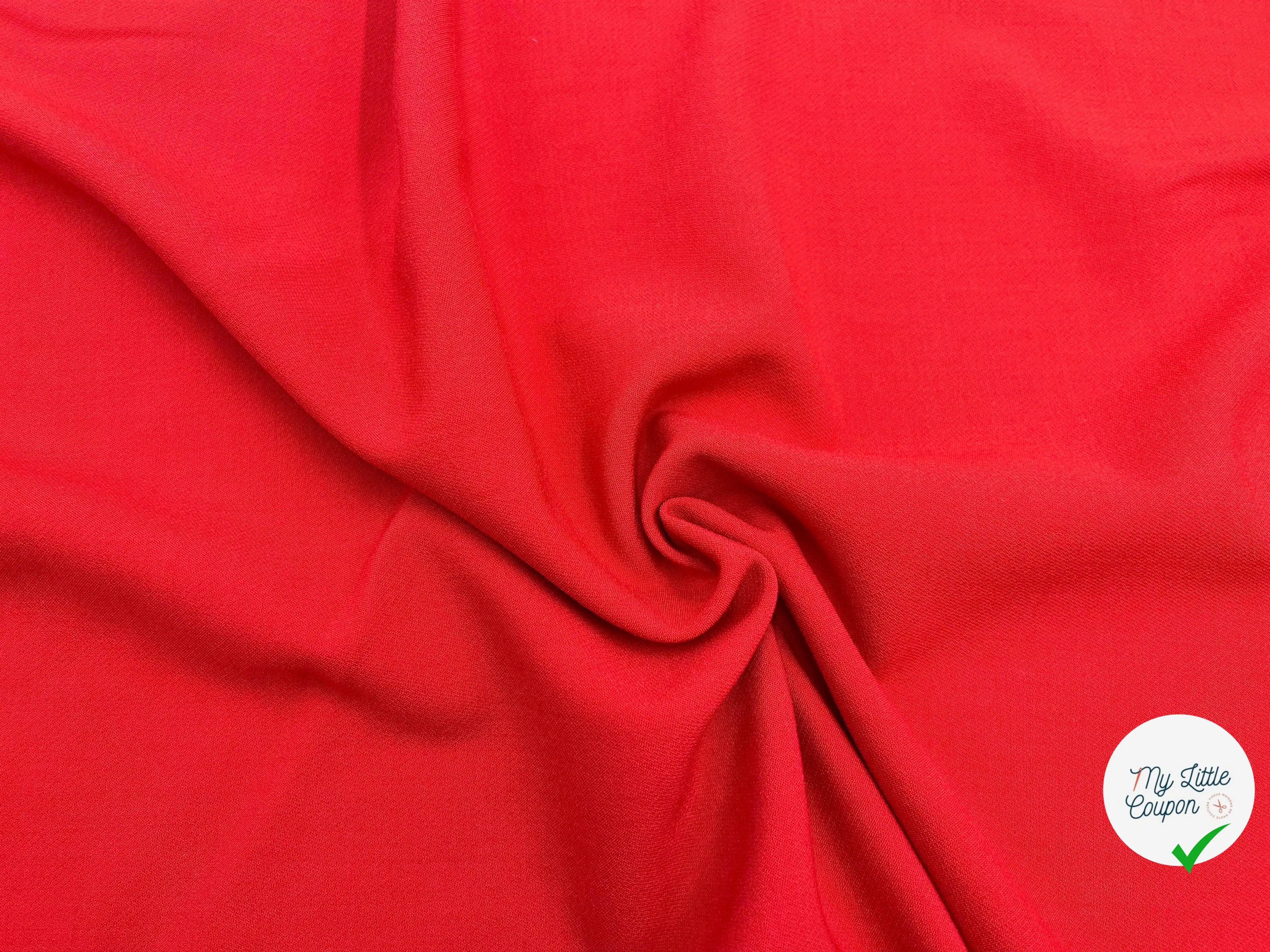 CRÊPE DE LAINE VISCOSE STRETCH ROUGE VERMILLON - My Little Coupon - tissu - coudre