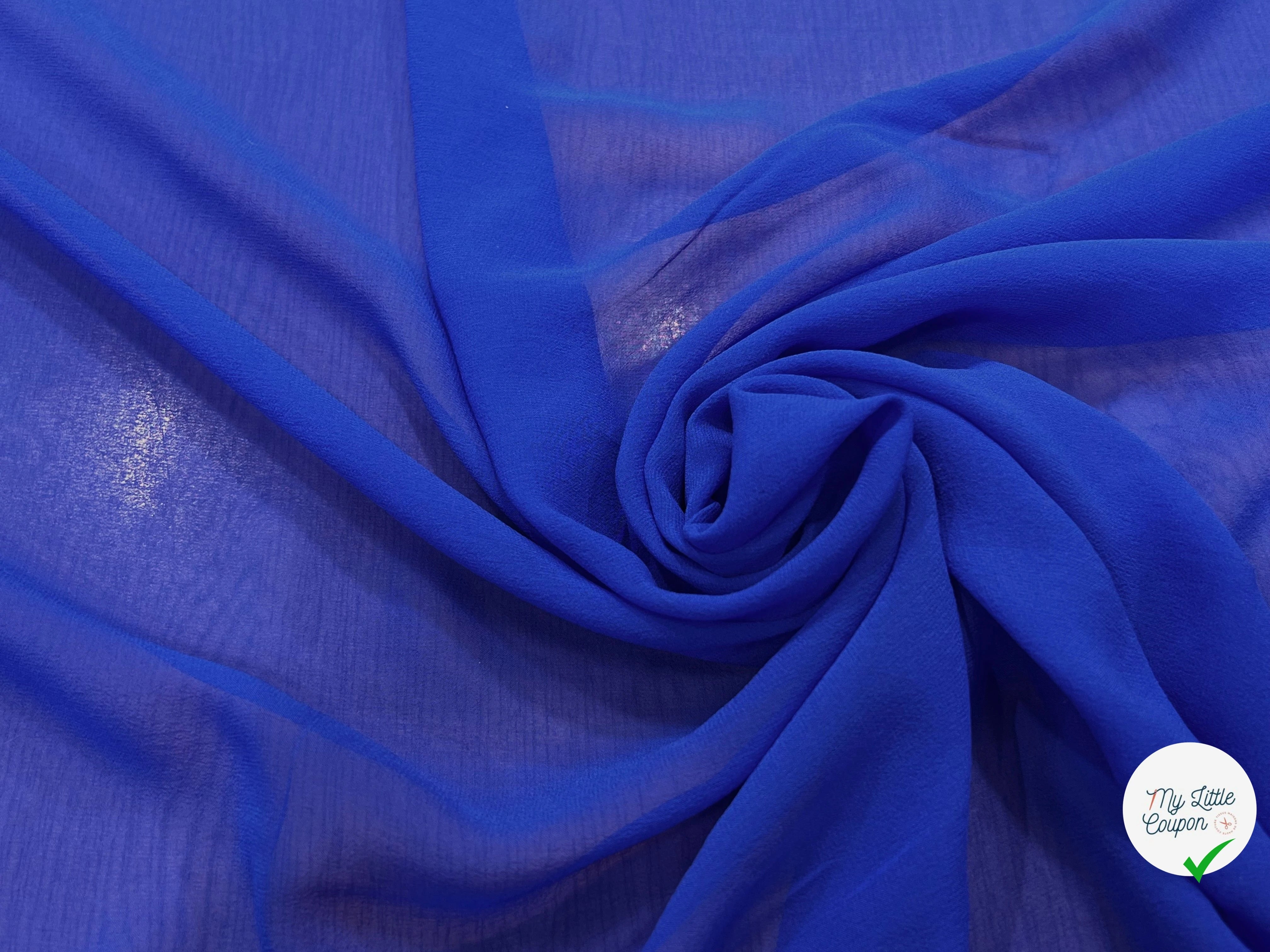 CREPE DE SOIE BLEU SAPHIR 100% SOIE - My Little Coupon