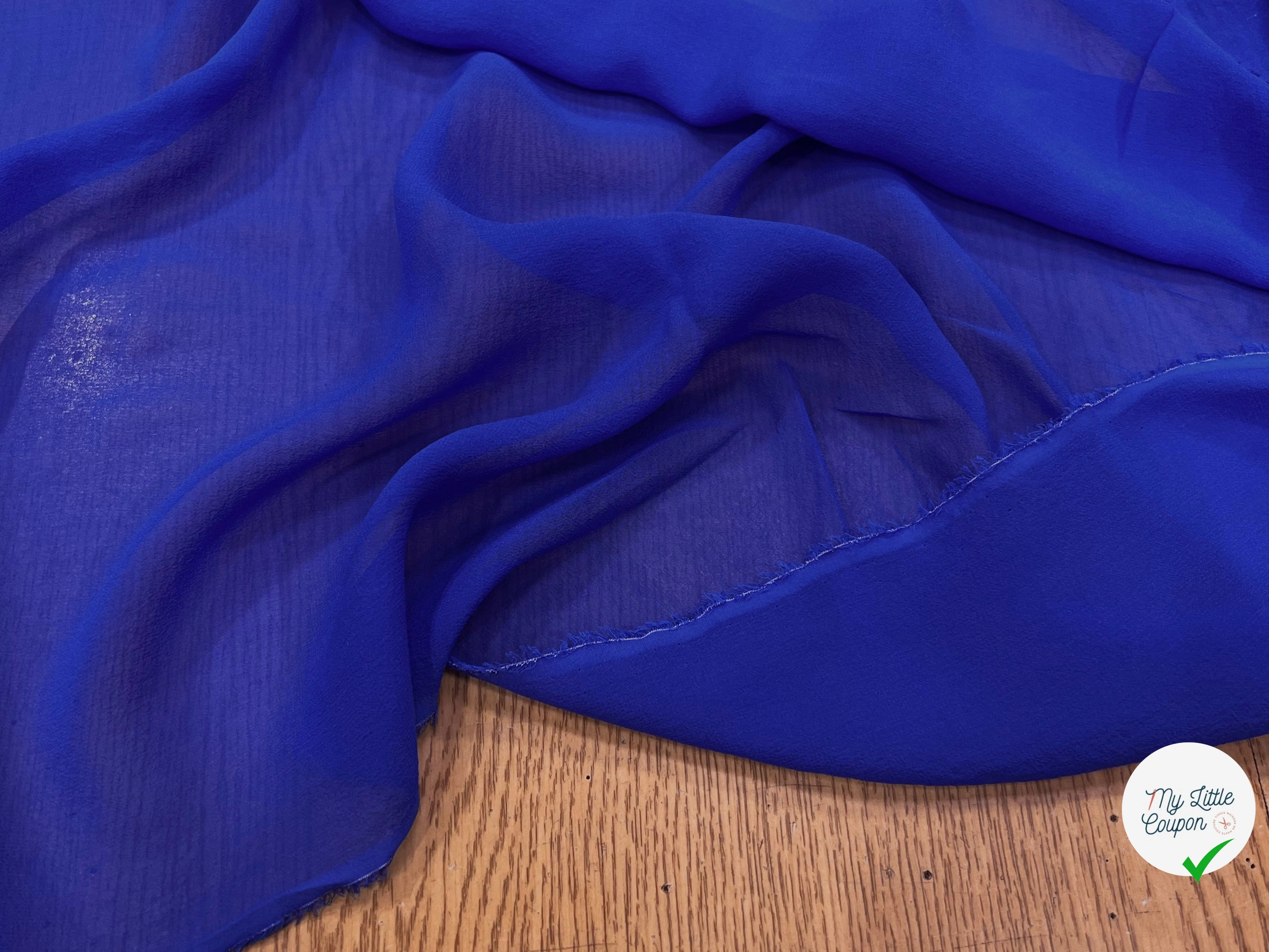 CREPE DE SOIE BLEU SAPHIR 100% SOIE - My Little Coupon