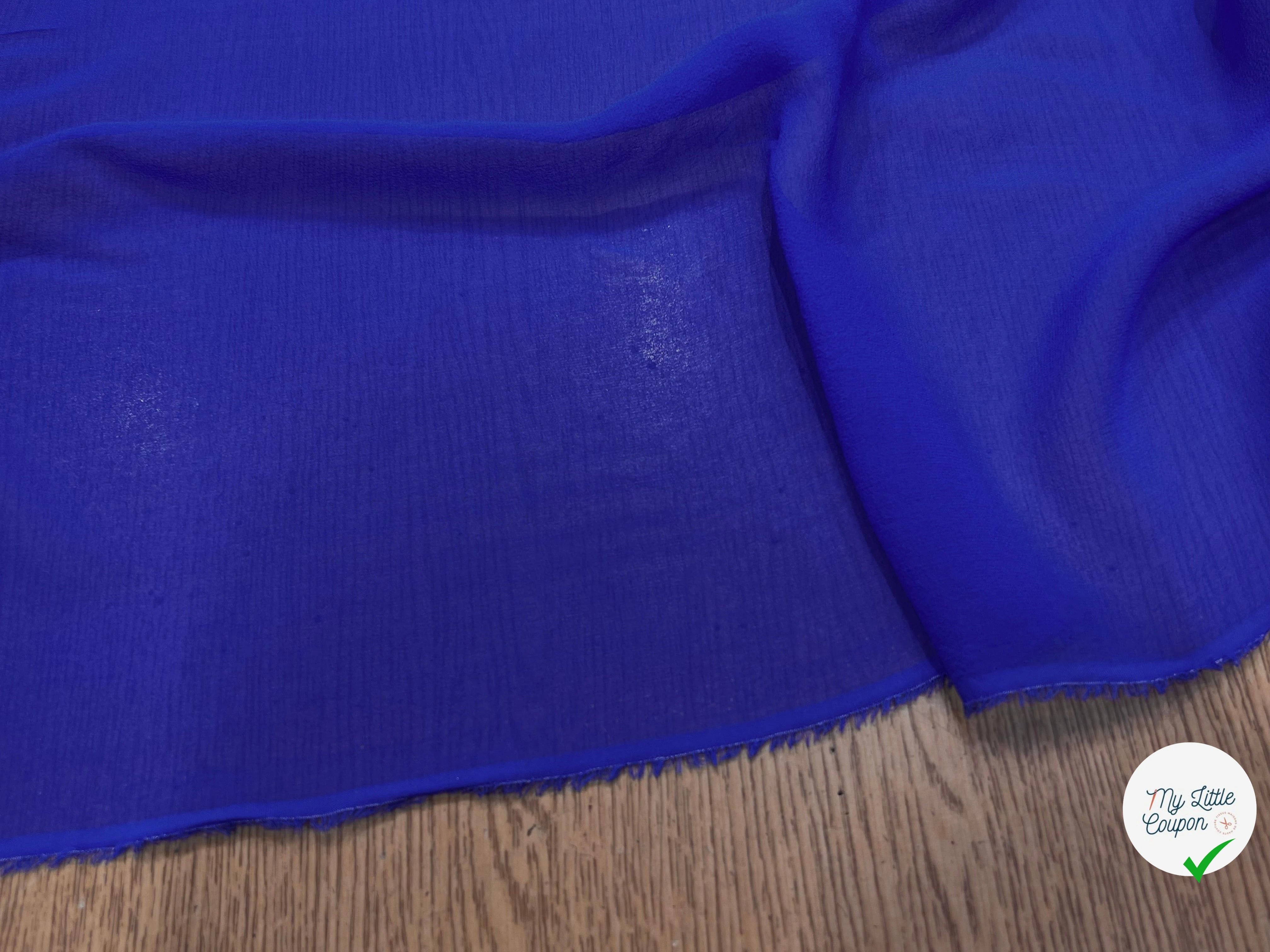 CREPE DE SOIE BLEU SAPHIR 100% SOIE - My Little Coupon