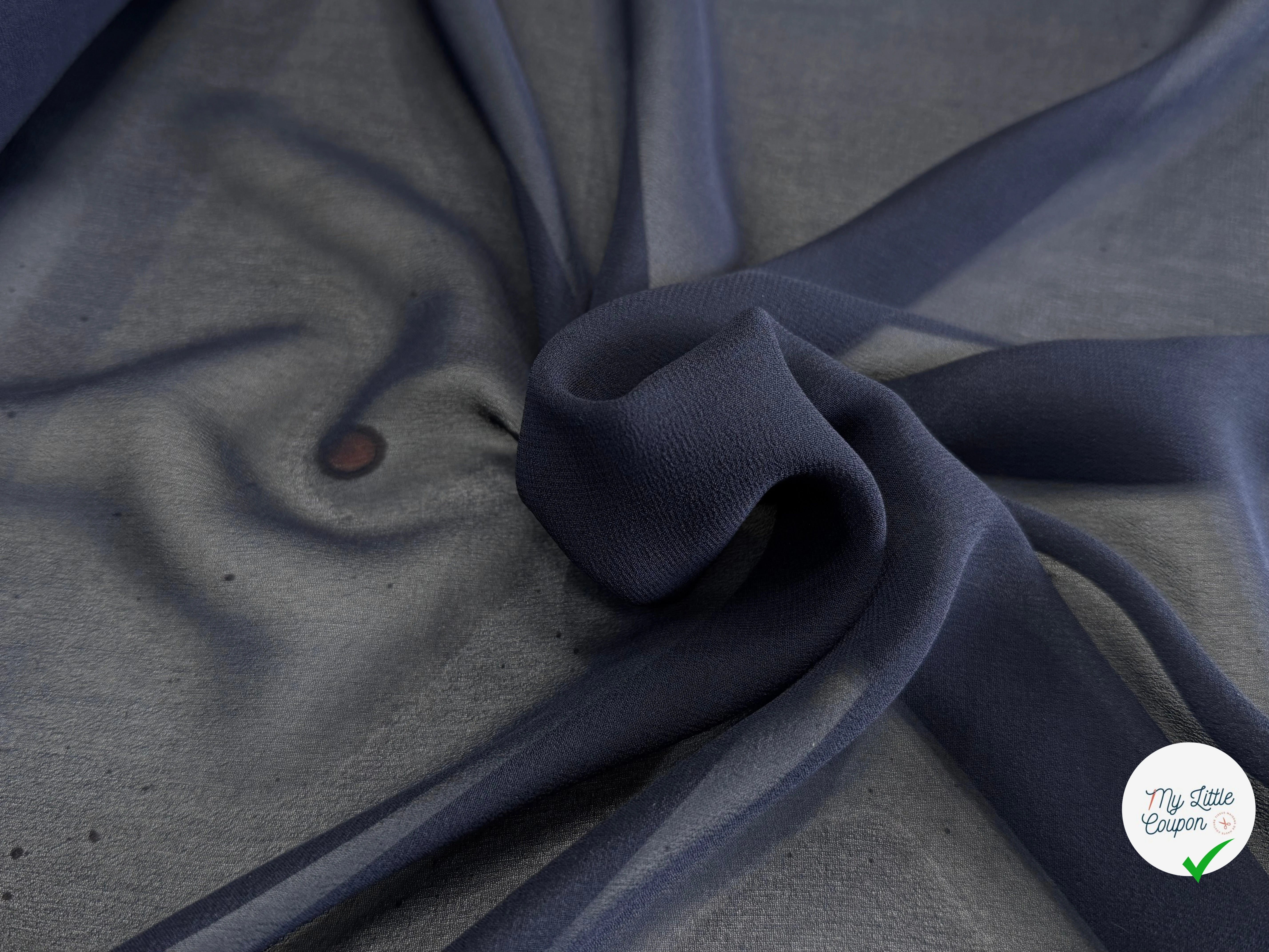 CREPE DE SOIE DOUBLE GEORGETTE FLUIDE BLEU NUIT - My Little Coupon